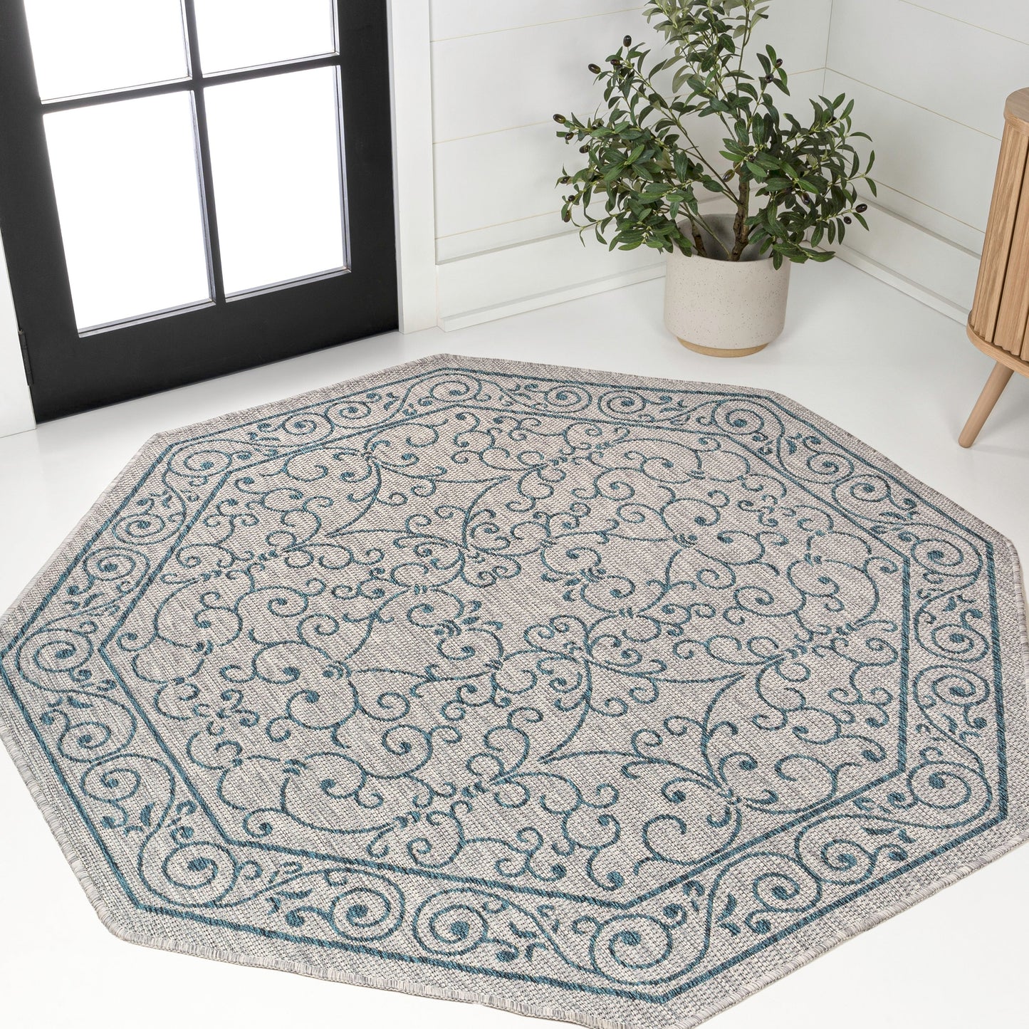 Tapis d'intérieur/extérieur à tissage texturé en filigrane JONATHAN Y
