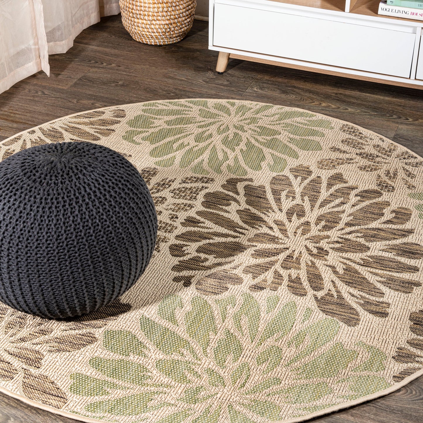 Tapis d'intérieur/extérieur à tissage texturé floral JONATHAN Y