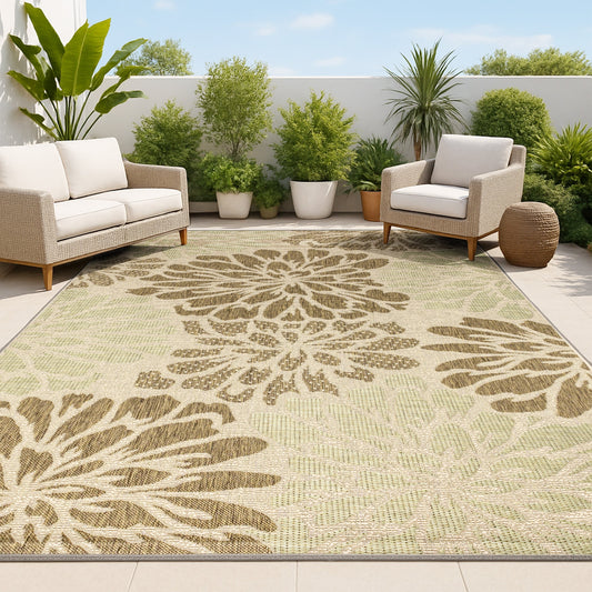Tapis d'intérieur/extérieur à tissage texturé floral JONATHAN Y