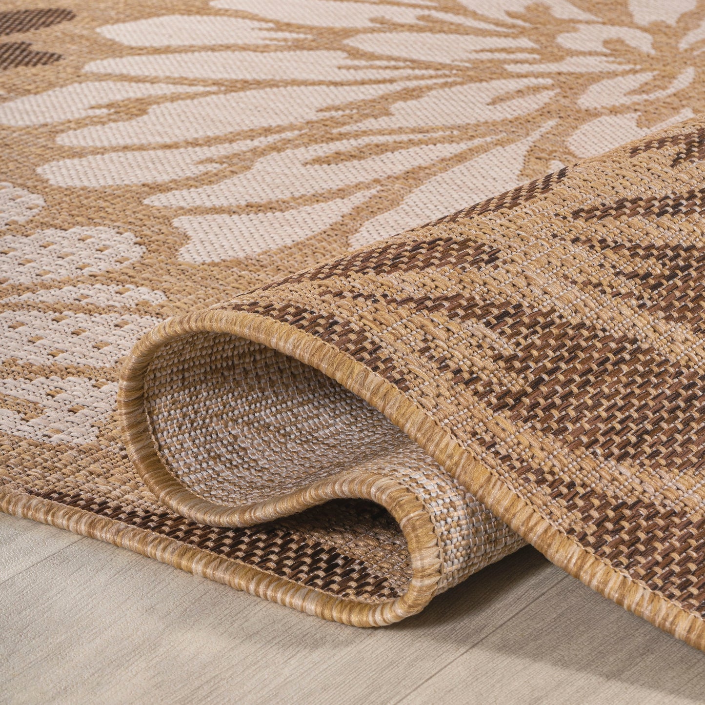 Tapis d'intérieur/extérieur à tissage texturé floral JONATHAN Y