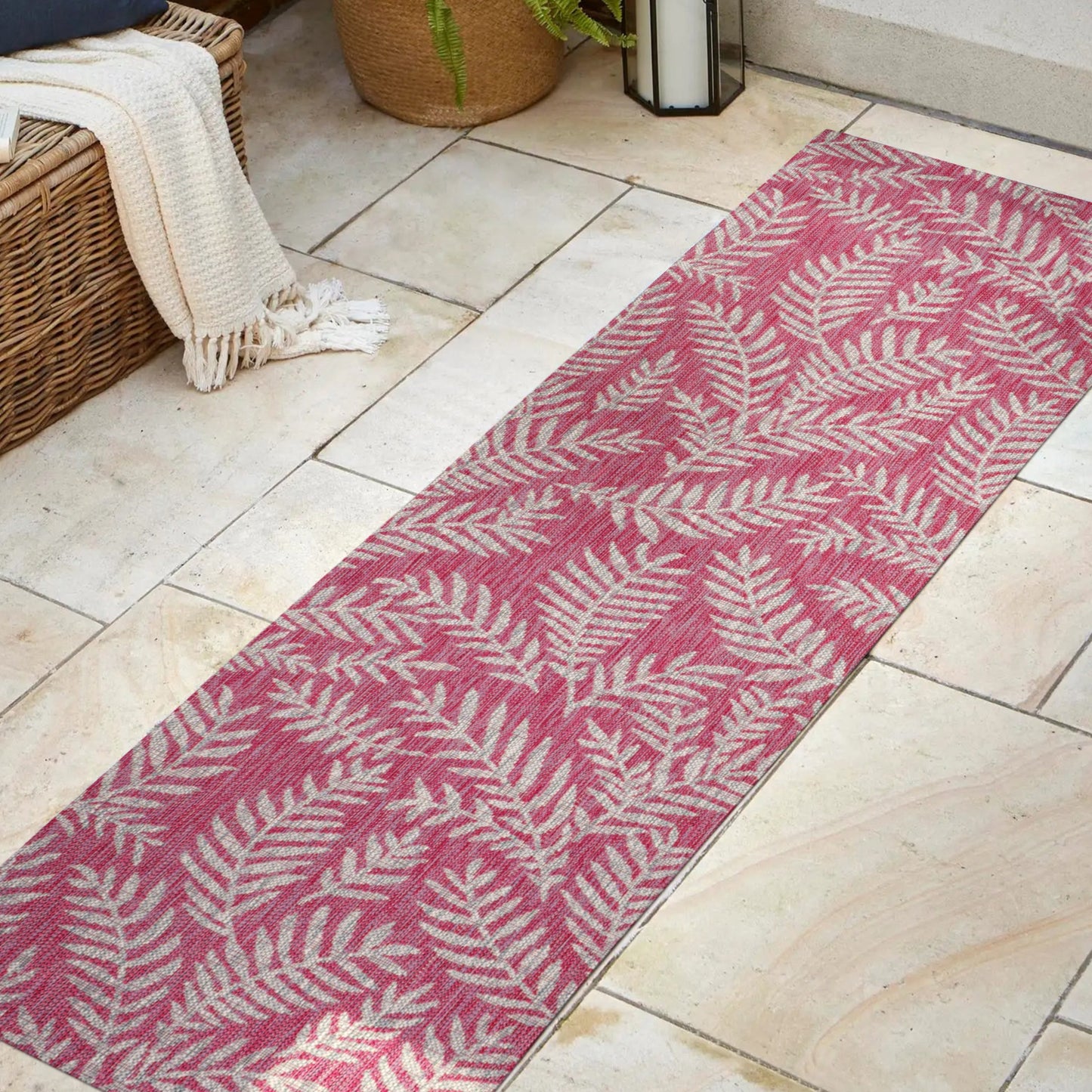 JONATHAN Y Tapis intérieur/extérieur à fronde de palmier Galon