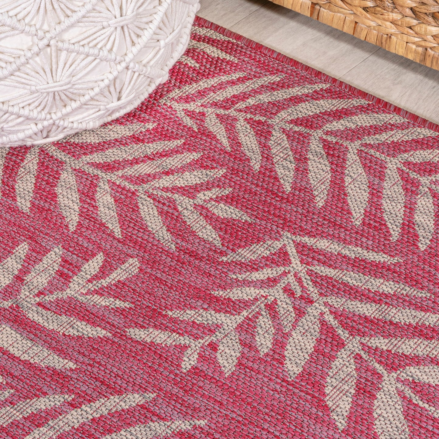 JONATHAN Y Tapis intérieur/extérieur à fronde de palmier Galon