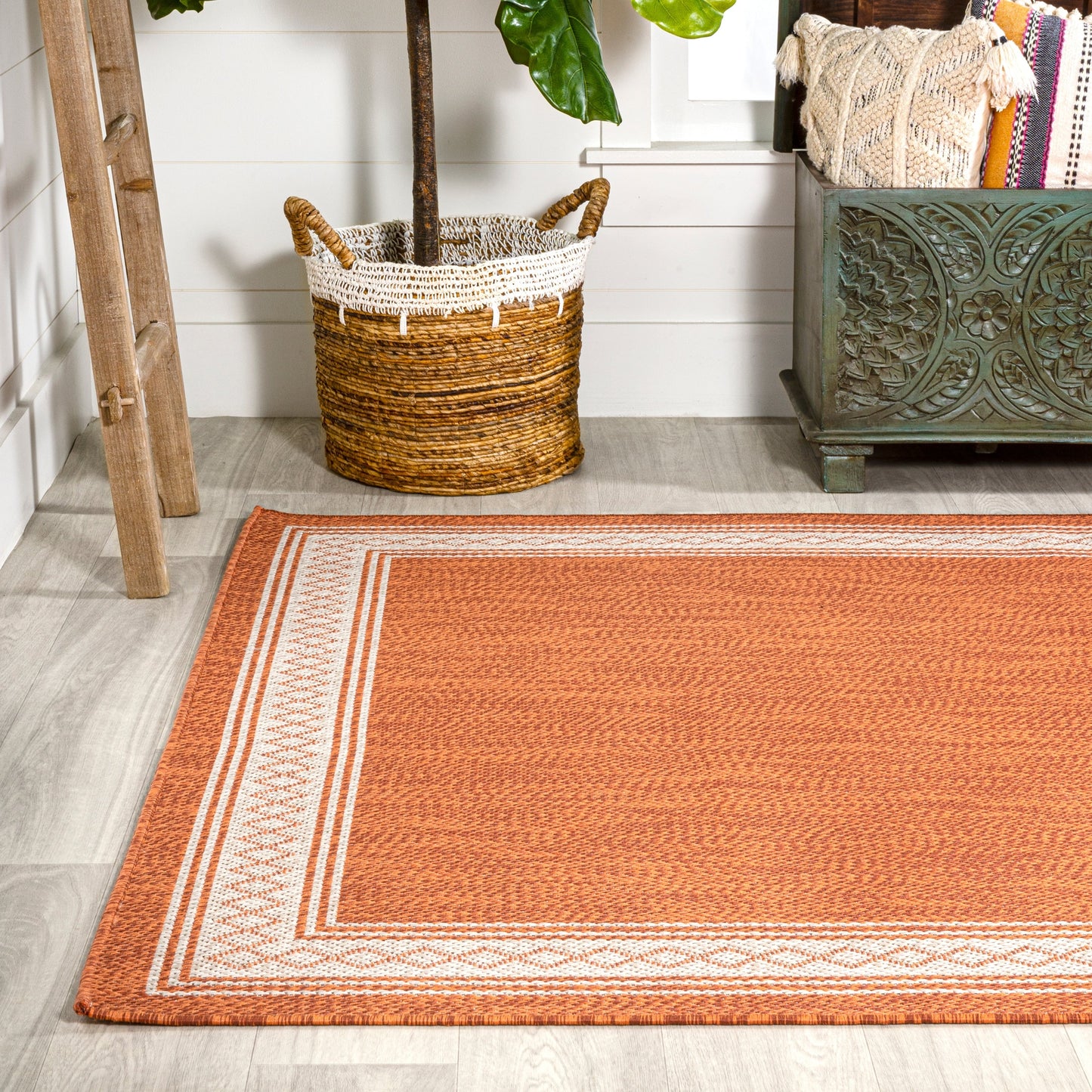 Tapis d'intérieur/extérieur classique à bordure en losanges JONATHAN Y Havana