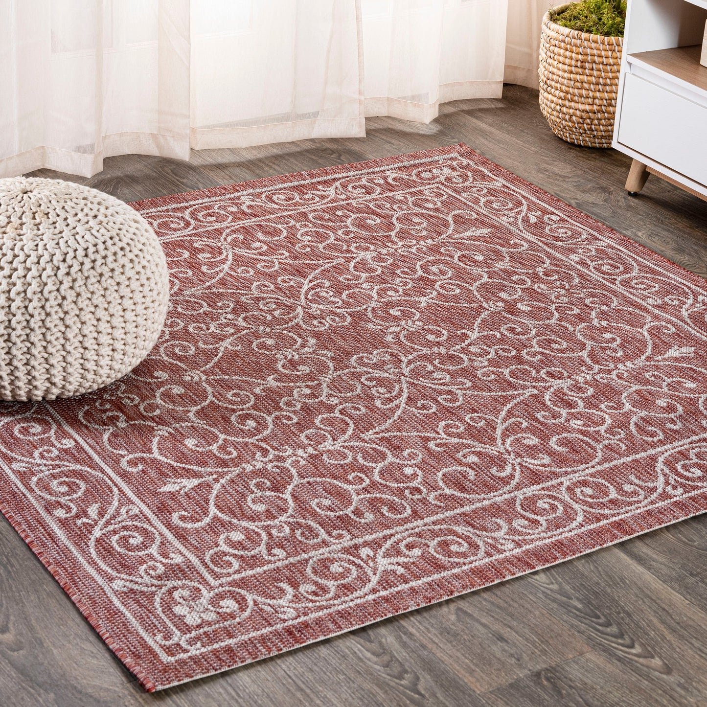 Tapis d'intérieur/extérieur à tissage texturé en filigrane JONATHAN Y