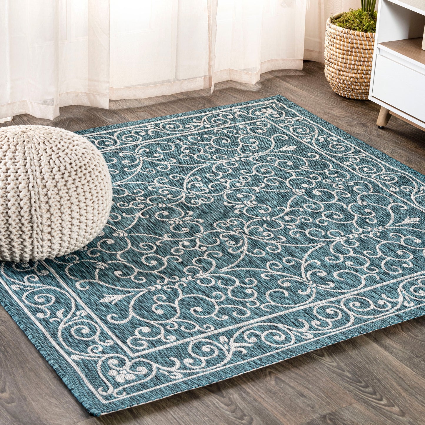 Tapis d'intérieur/extérieur à tissage texturé en filigrane JONATHAN Y