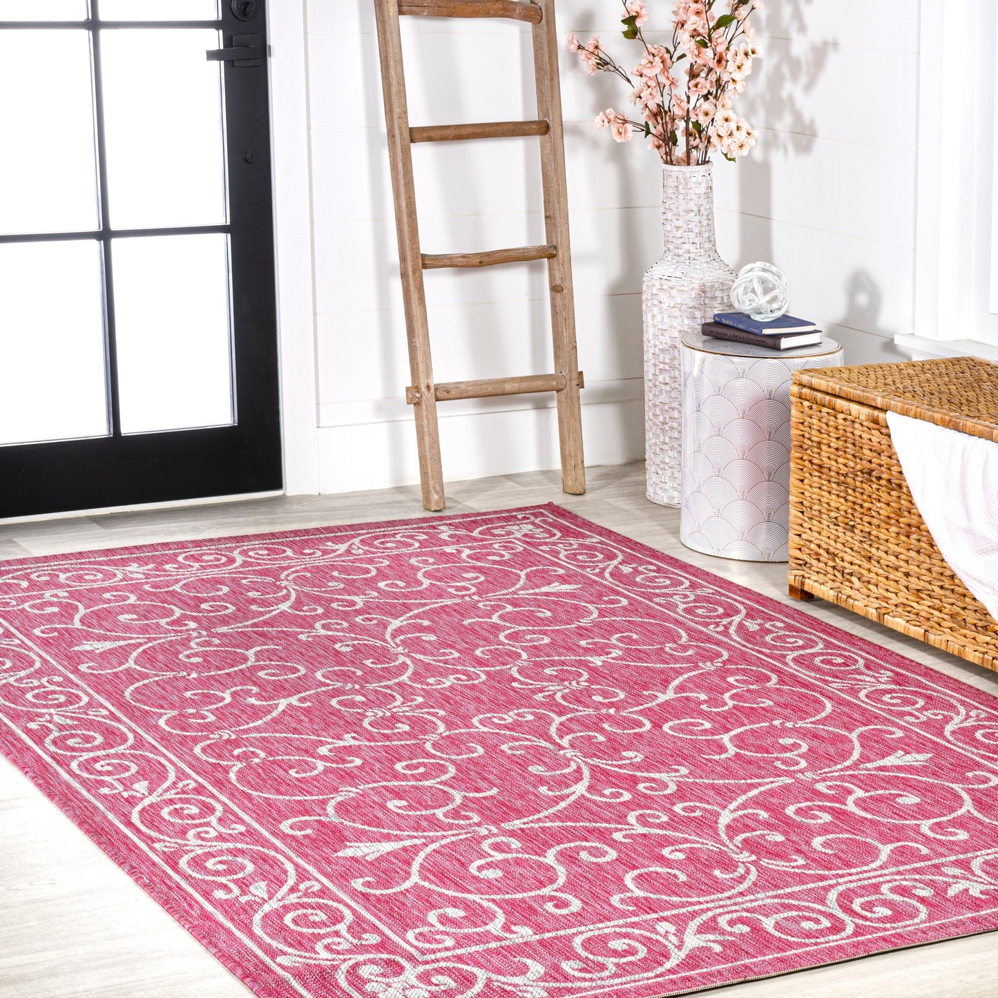Tapis d'intérieur/extérieur à tissage texturé en filigrane JONATHAN Y
