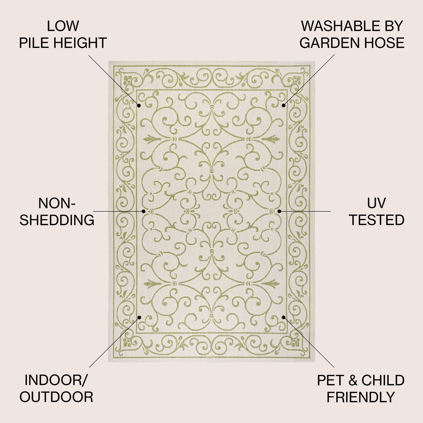 Tapis d'intérieur/extérieur à tissage texturé en filigrane JONATHAN Y