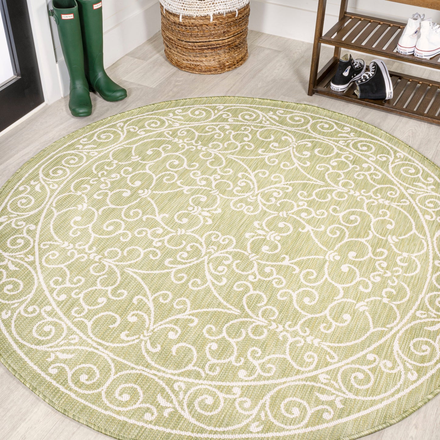 Tapis d'intérieur/extérieur à tissage texturé en filigrane JONATHAN Y