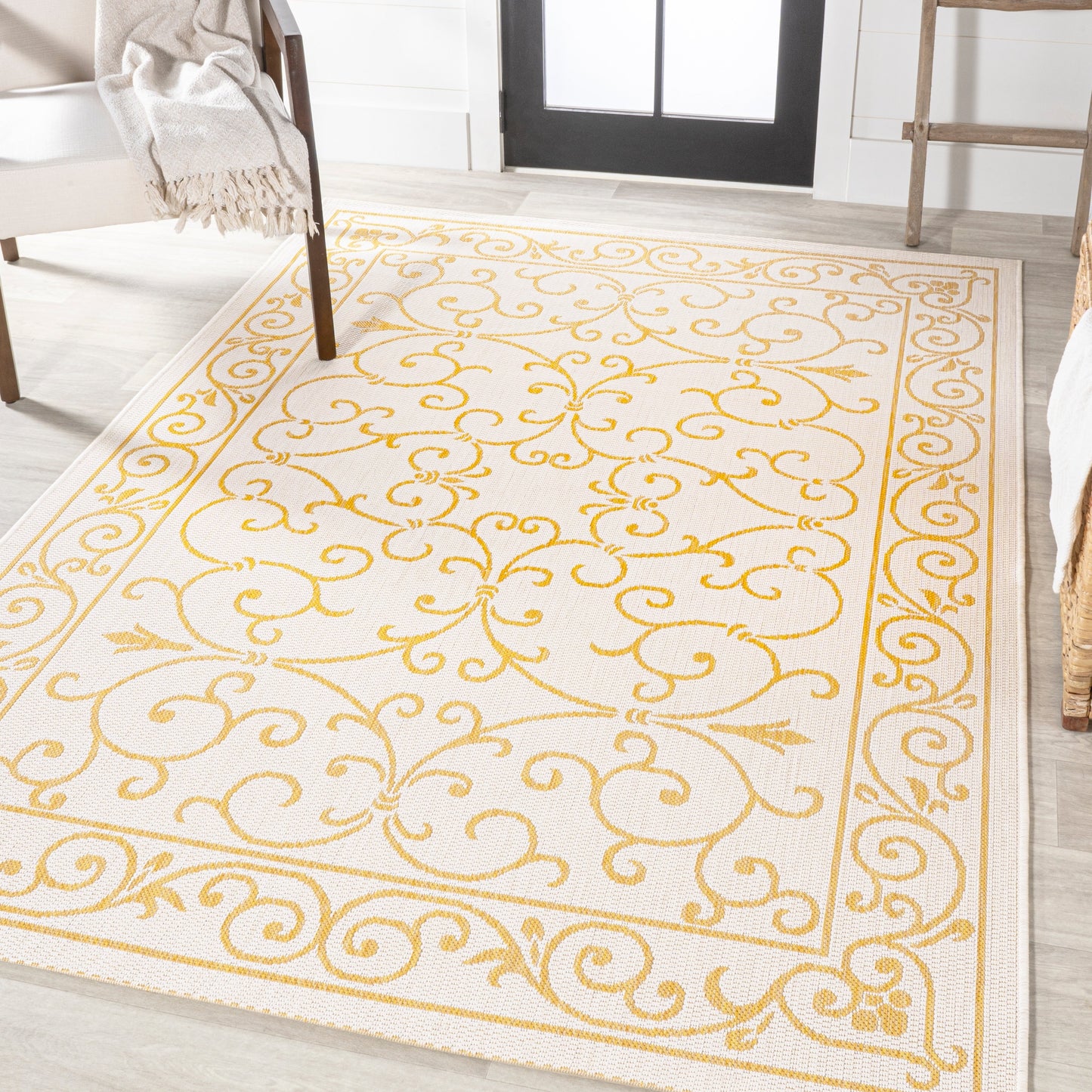 Tapis d'intérieur/extérieur à tissage texturé en filigrane JONATHAN Y