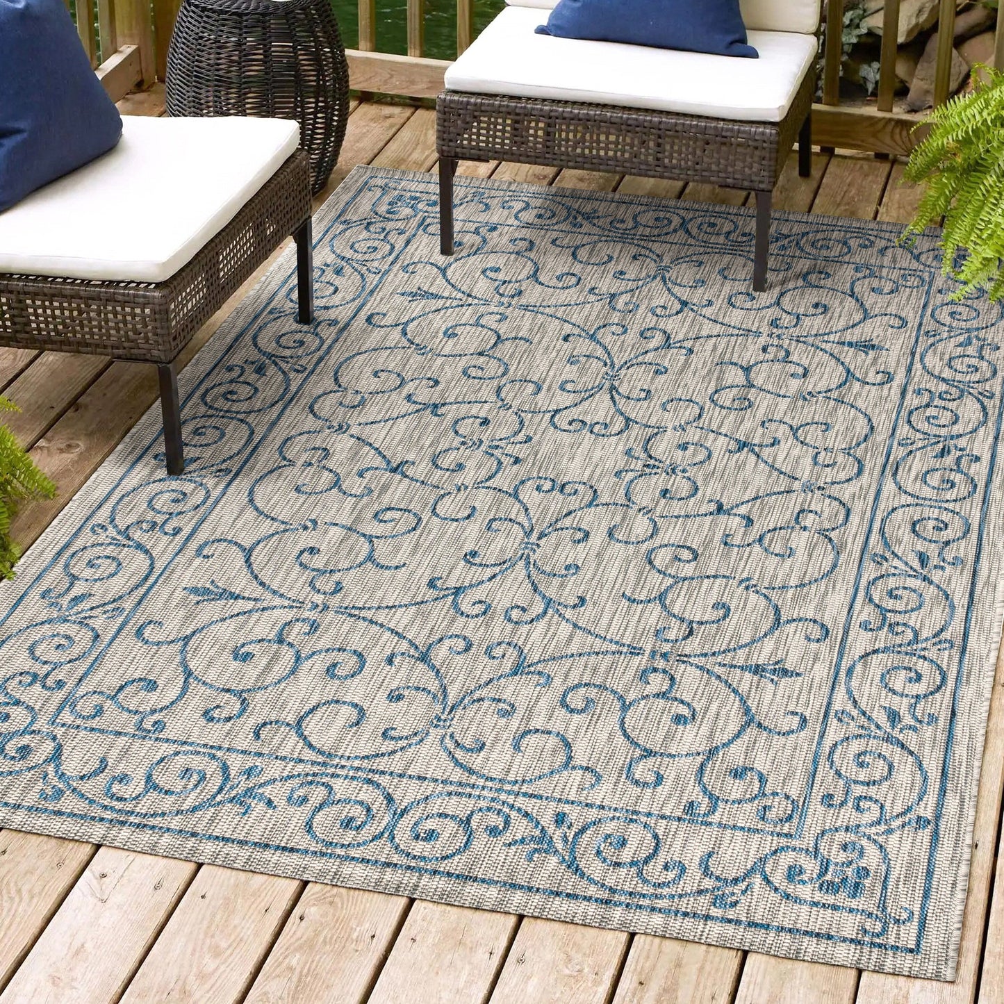 Tapis d'intérieur/extérieur à tissage texturé en filigrane JONATHAN Y
