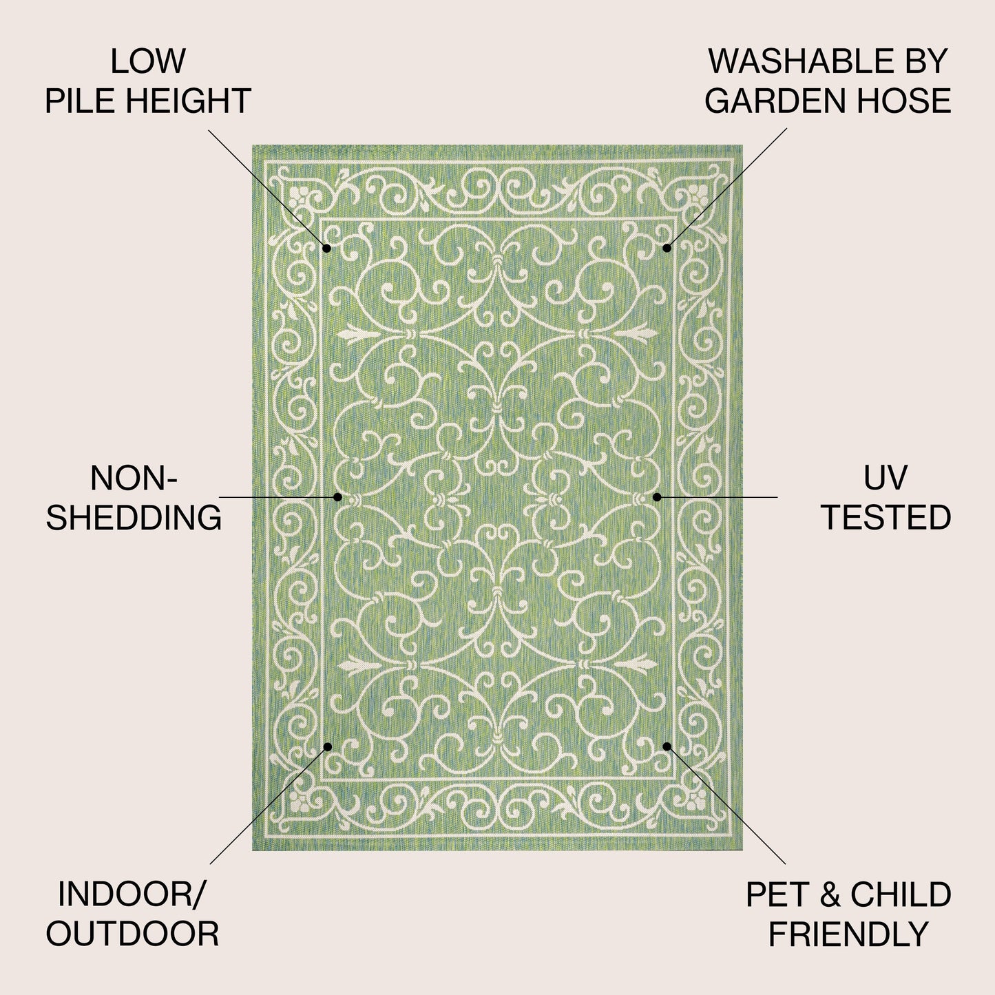 Tapis d'intérieur/extérieur à tissage texturé en filigrane JONATHAN Y