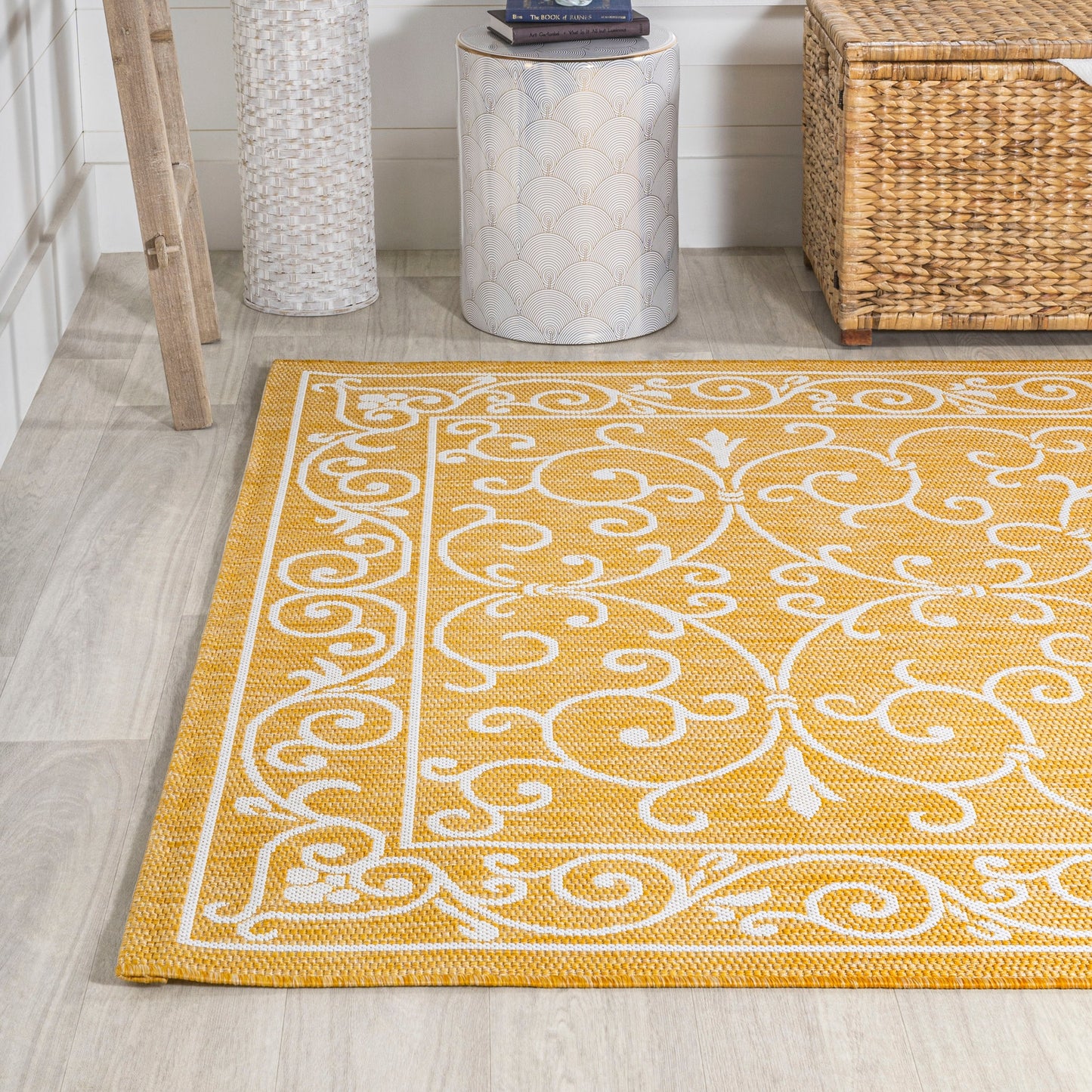 Tapis d'intérieur/extérieur à tissage texturé en filigrane JONATHAN Y