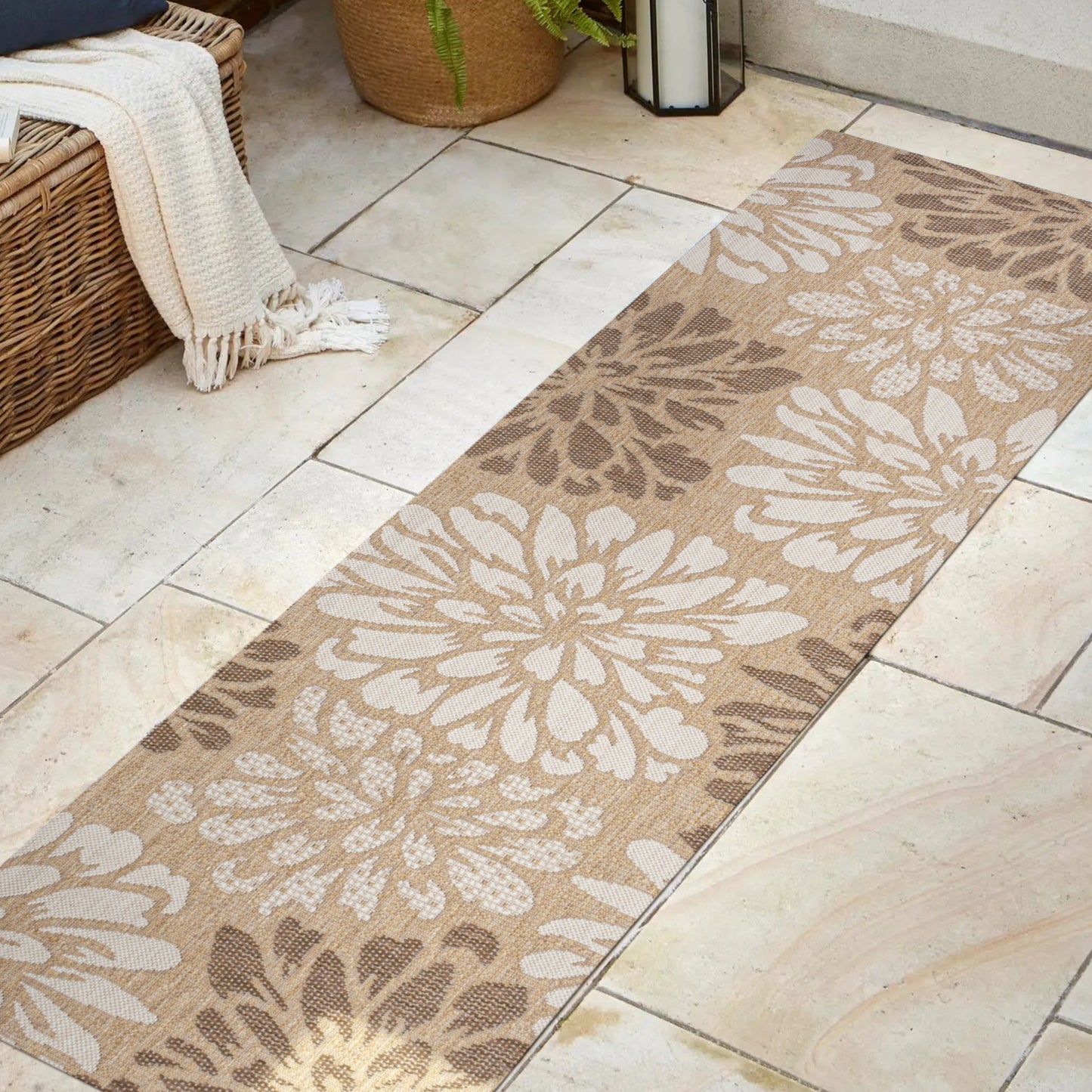 Tapis d'intérieur/extérieur à tissage texturé floral JONATHAN Y