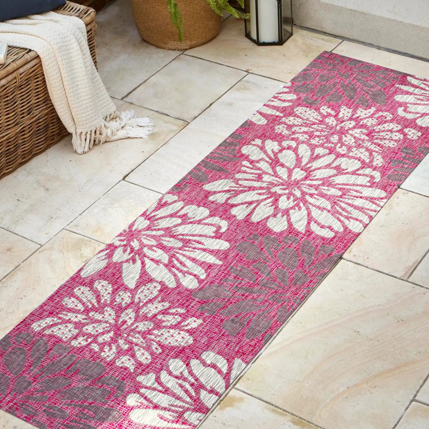 Tapis d'intérieur/extérieur à tissage texturé floral JONATHAN Y