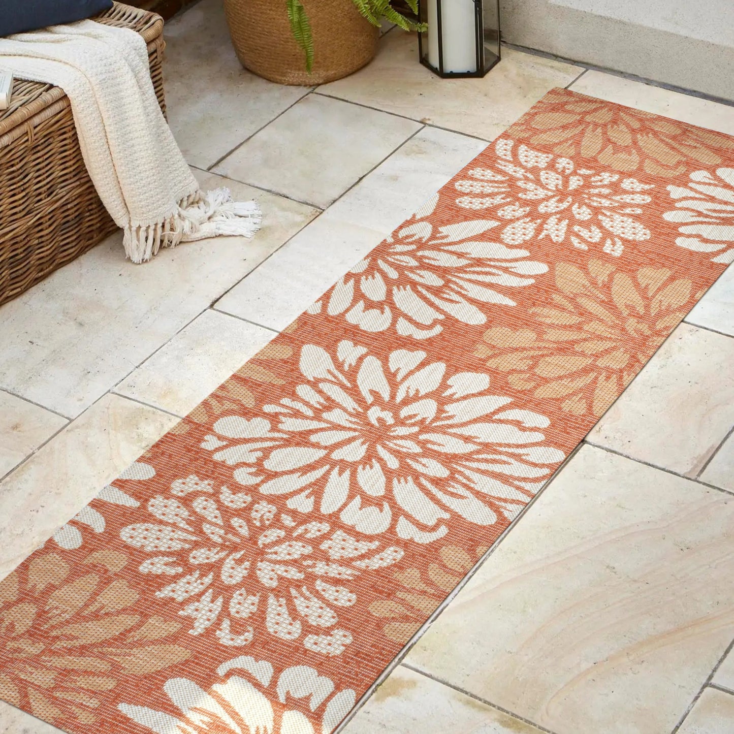 Tapis d'intérieur/extérieur à tissage texturé floral JONATHAN Y