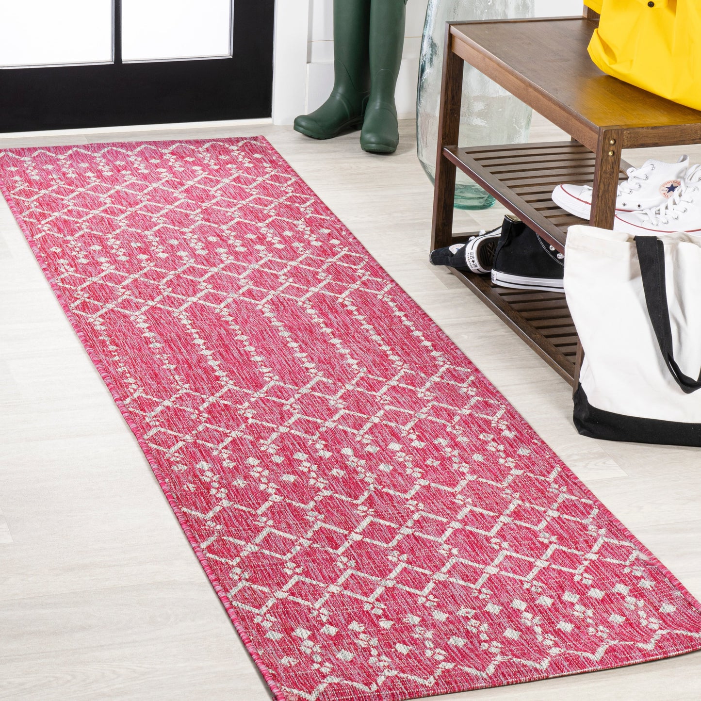 Tapis d'intérieur/extérieur à tissage géométrique marocain JONATHAN Y Trebol