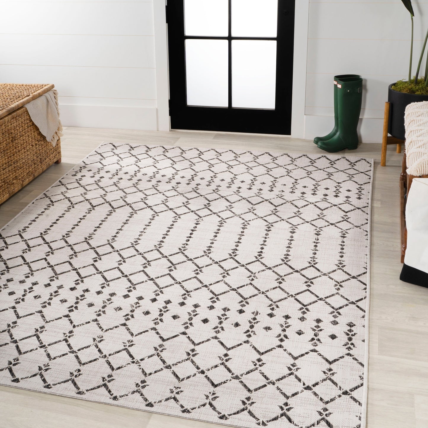 Tapis d'intérieur/extérieur à tissage géométrique marocain JONATHAN Y Trebol