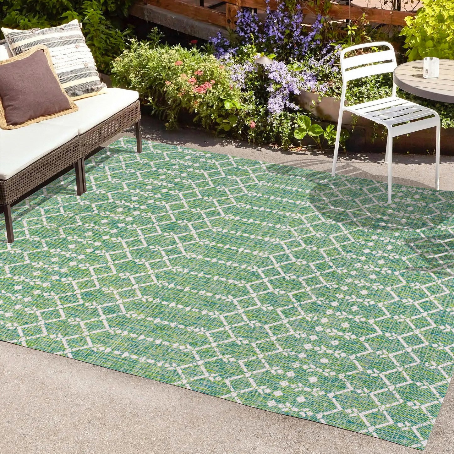 Tapis d'intérieur/extérieur à tissage géométrique marocain JONATHAN Y Trebol