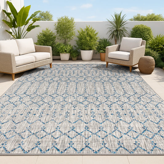 Tapis d'intérieur/extérieur à tissage géométrique marocain JONATHAN Y Trebol