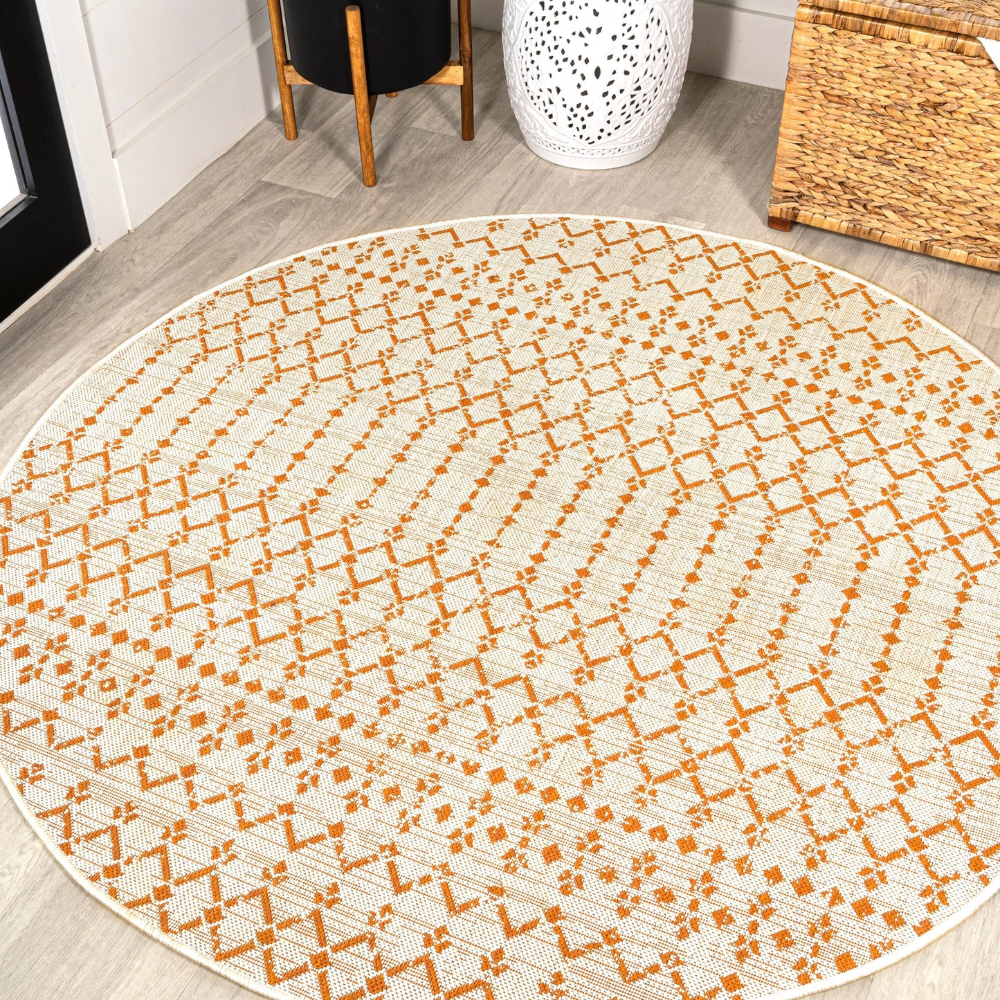 Tapis d'intérieur/extérieur à tissage géométrique marocain JONATHAN Y Trebol