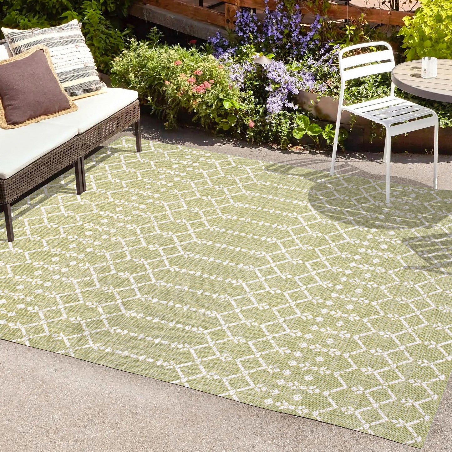 Tapis d'intérieur/extérieur à tissage géométrique marocain JONATHAN Y Trebol