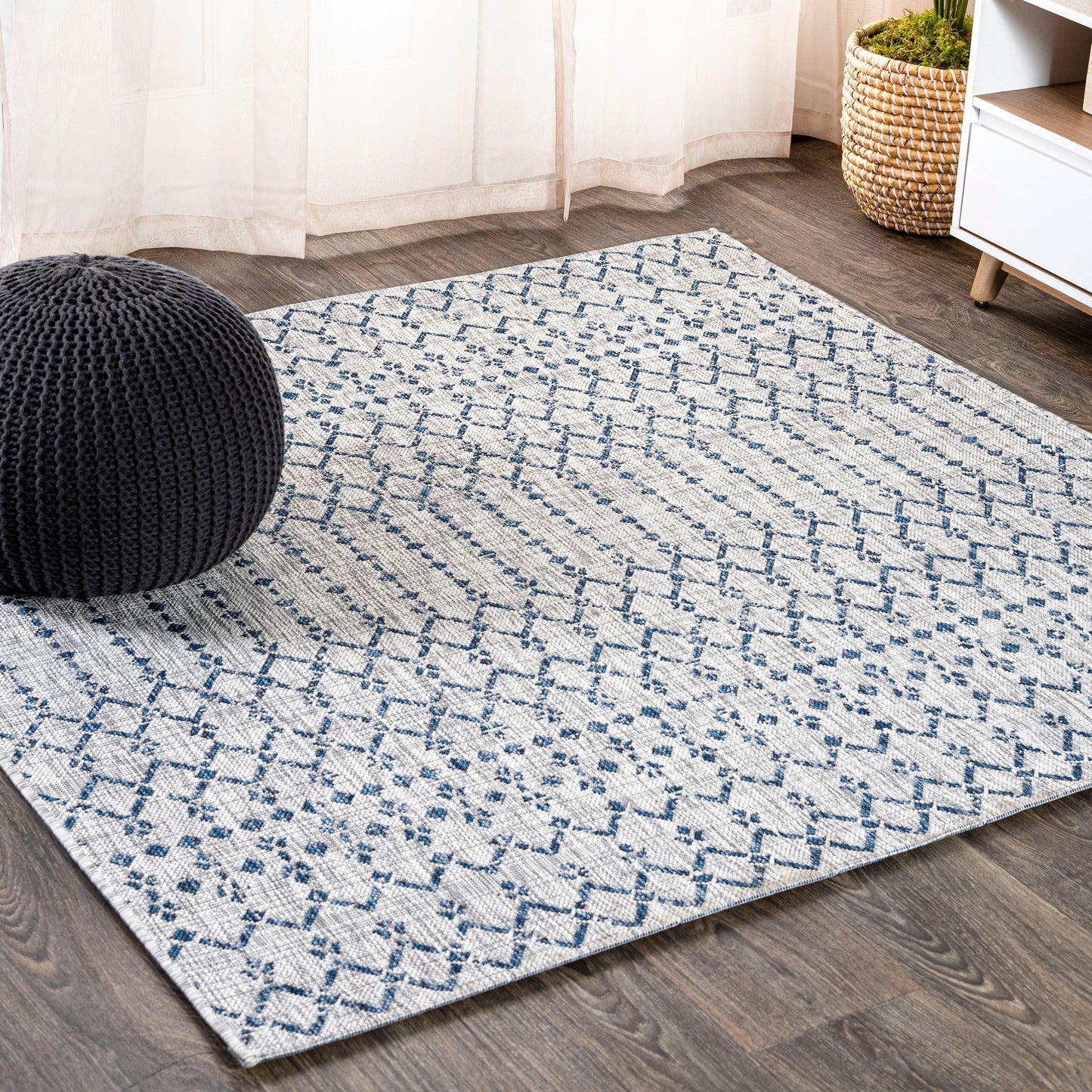 Tapis d'intérieur/extérieur à tissage géométrique marocain JONATHAN Y Trebol