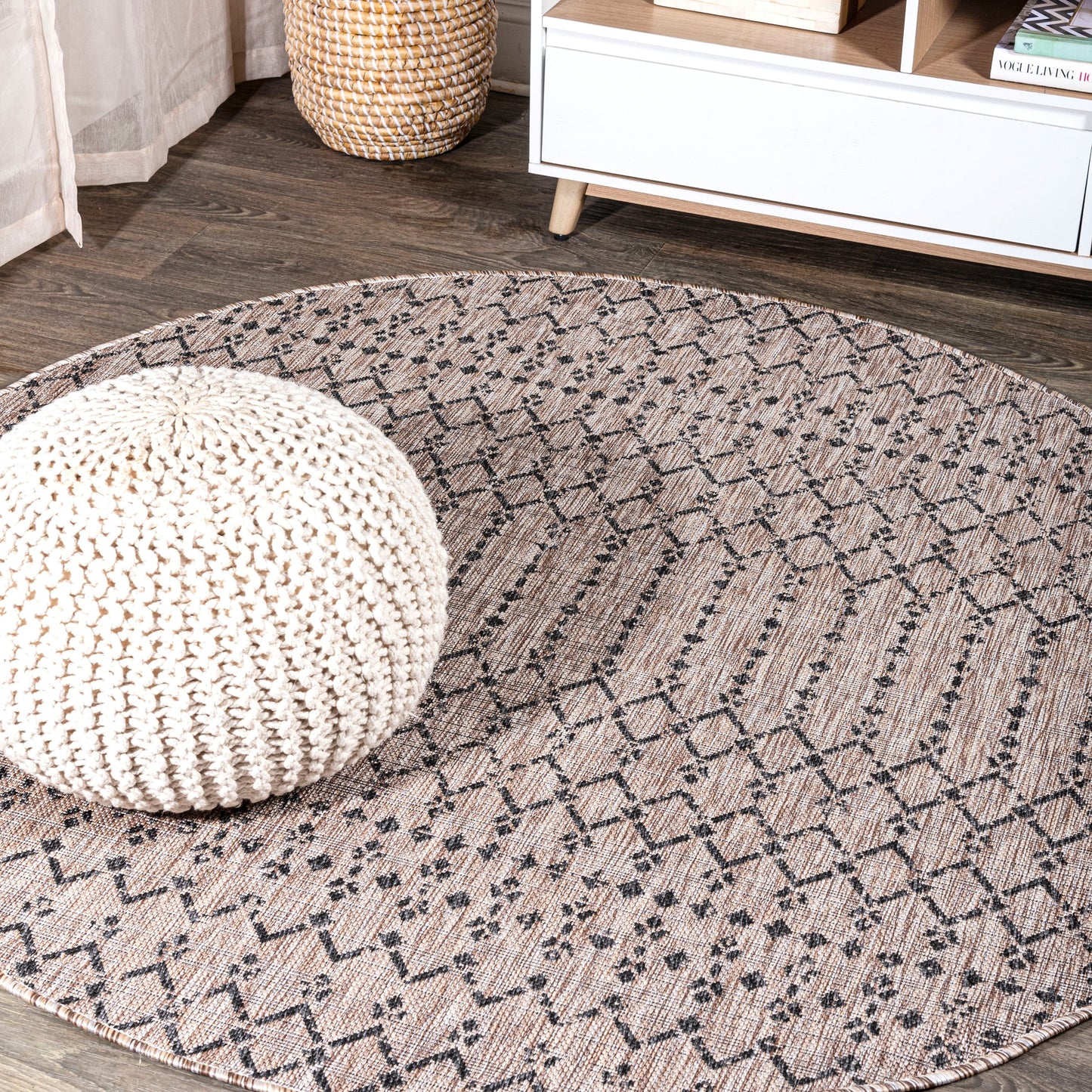 Tapis d'intérieur/extérieur à tissage géométrique marocain JONATHAN Y Trebol