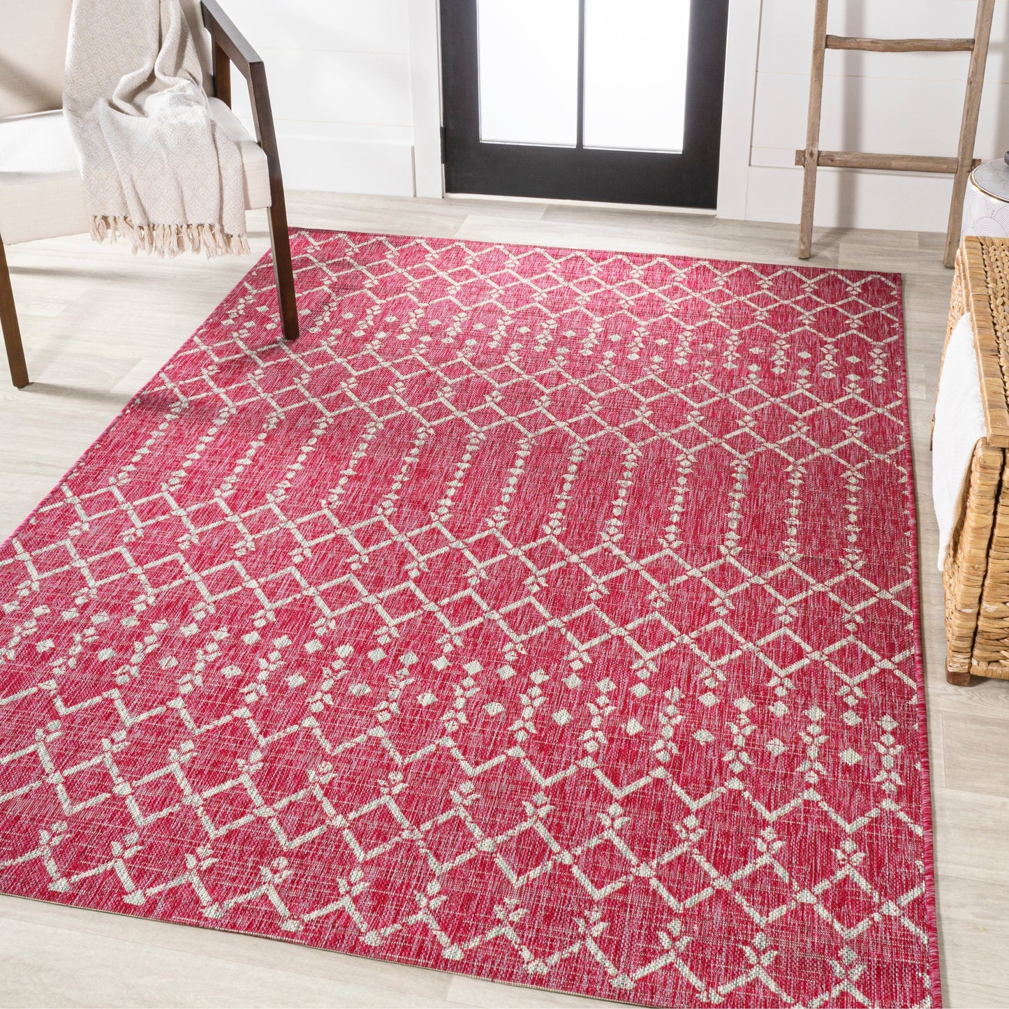 Tapis d'intérieur/extérieur à tissage géométrique marocain JONATHAN Y Trebol