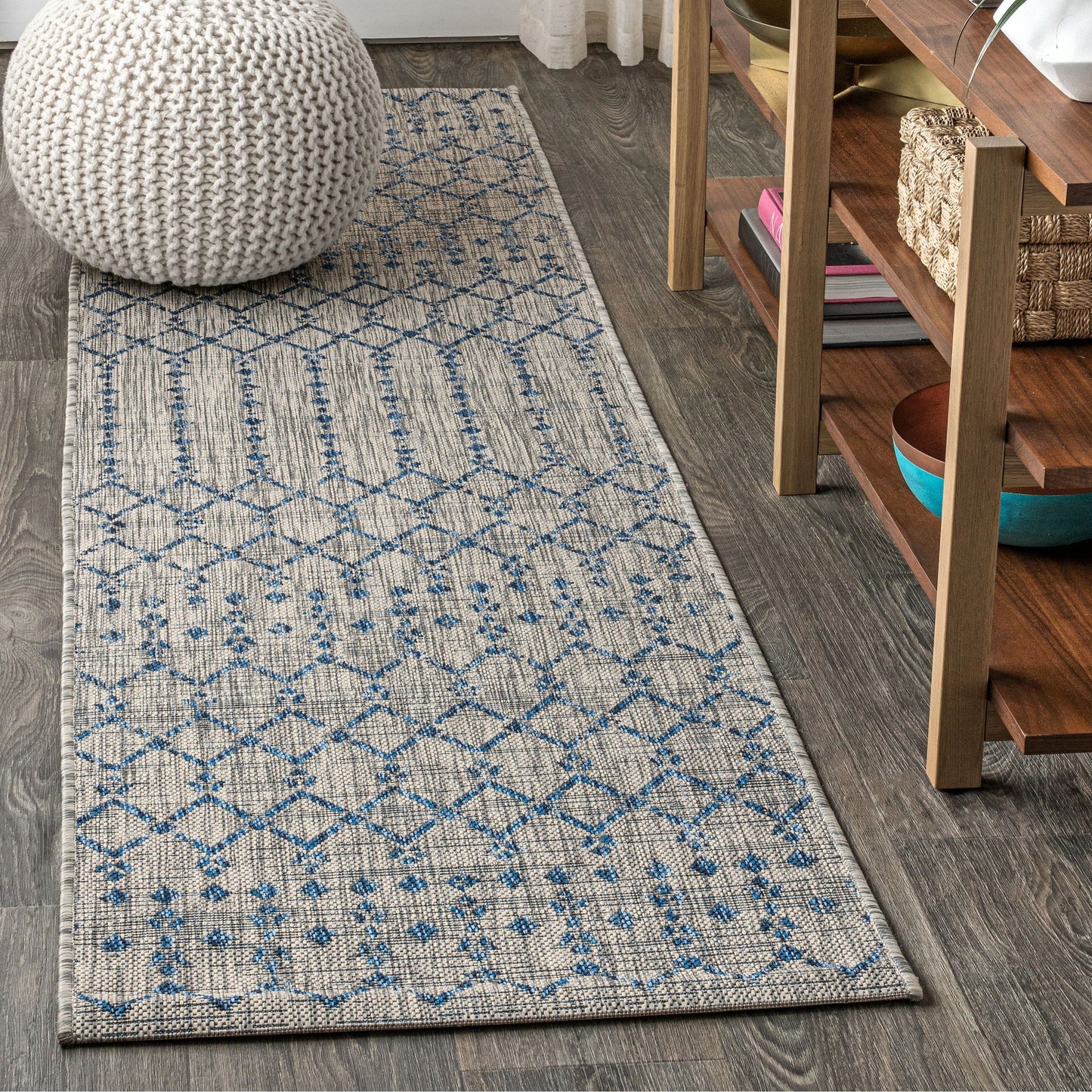 Tapis d'intérieur/extérieur à tissage géométrique marocain JONATHAN Y Trebol