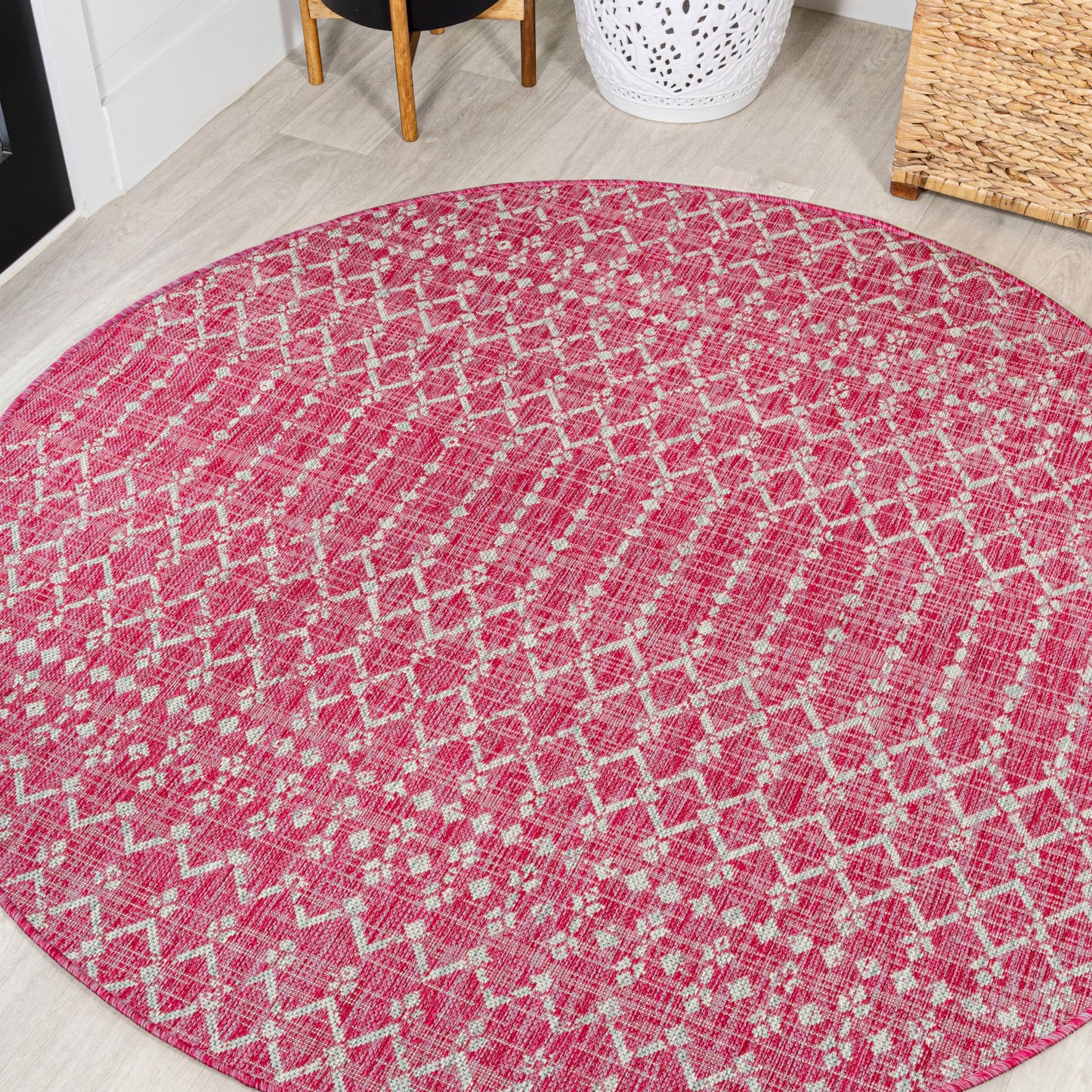Tapis d'intérieur/extérieur à tissage géométrique marocain JONATHAN Y Trebol