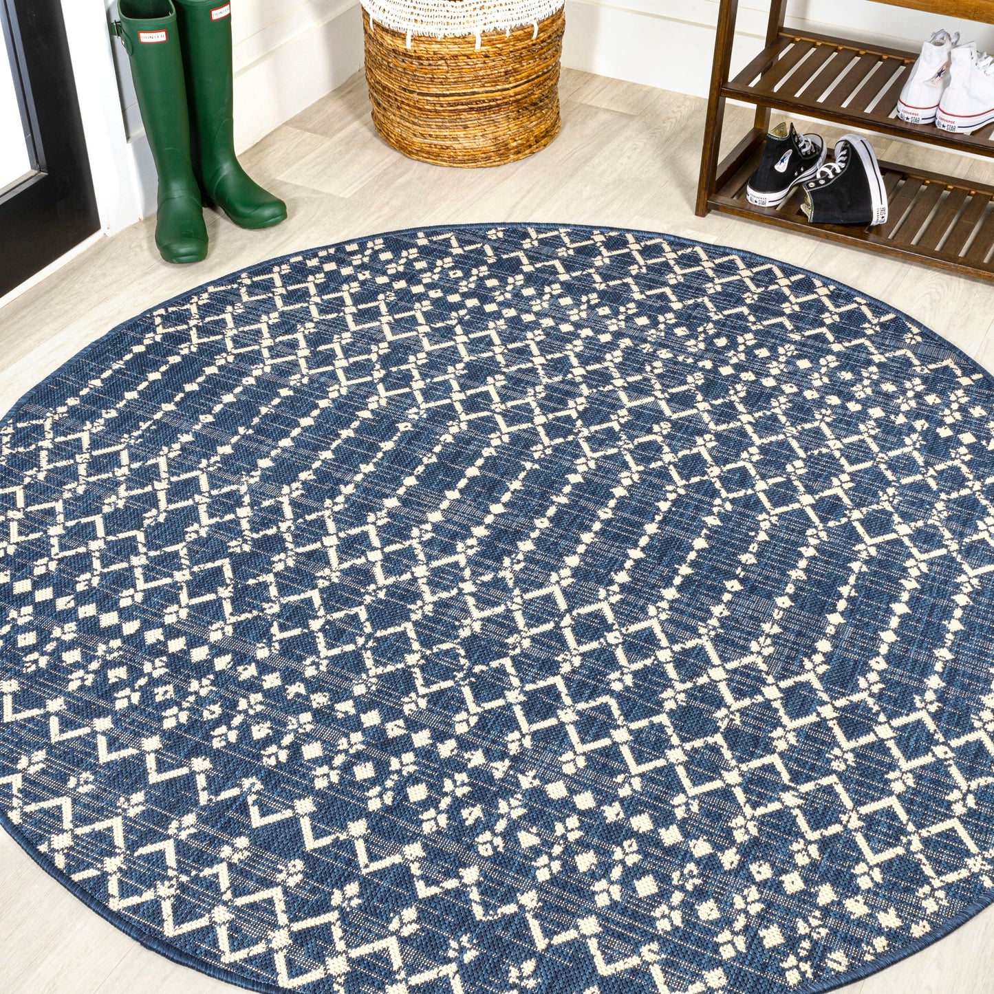 Tapis d'intérieur/extérieur à tissage géométrique marocain JONATHAN Y Trebol