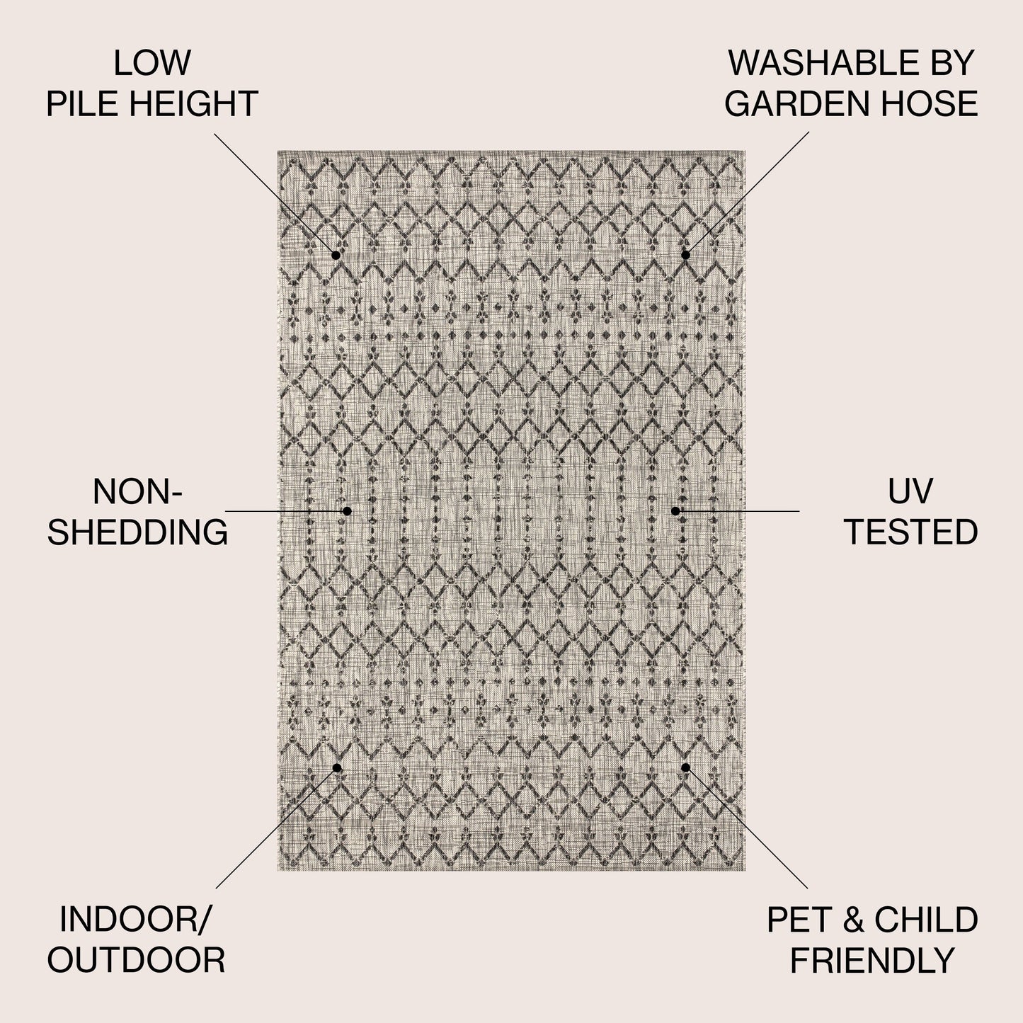 Tapis d'intérieur/extérieur à tissage géométrique marocain JONATHAN Y Trebol