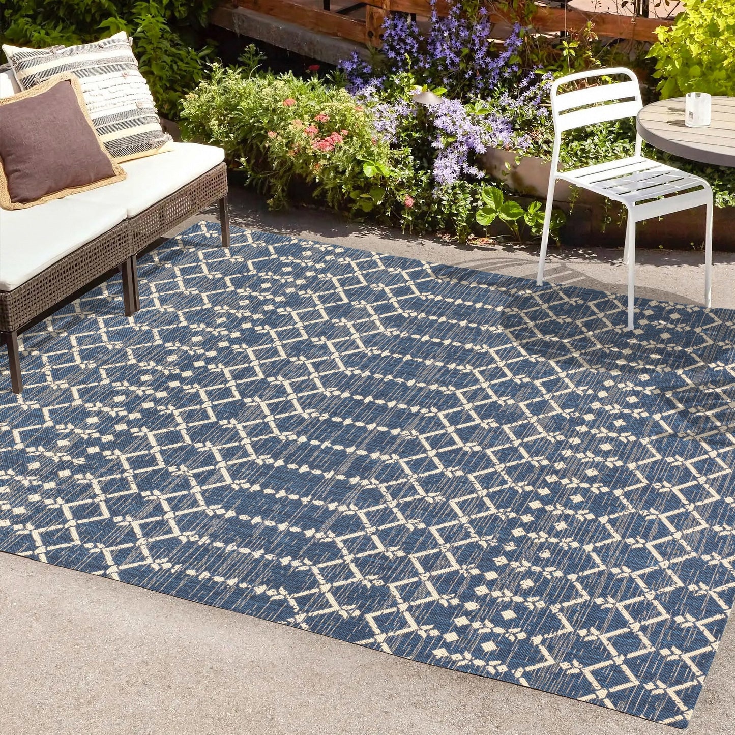 Tapis d'intérieur/extérieur à tissage géométrique marocain JONATHAN Y Trebol