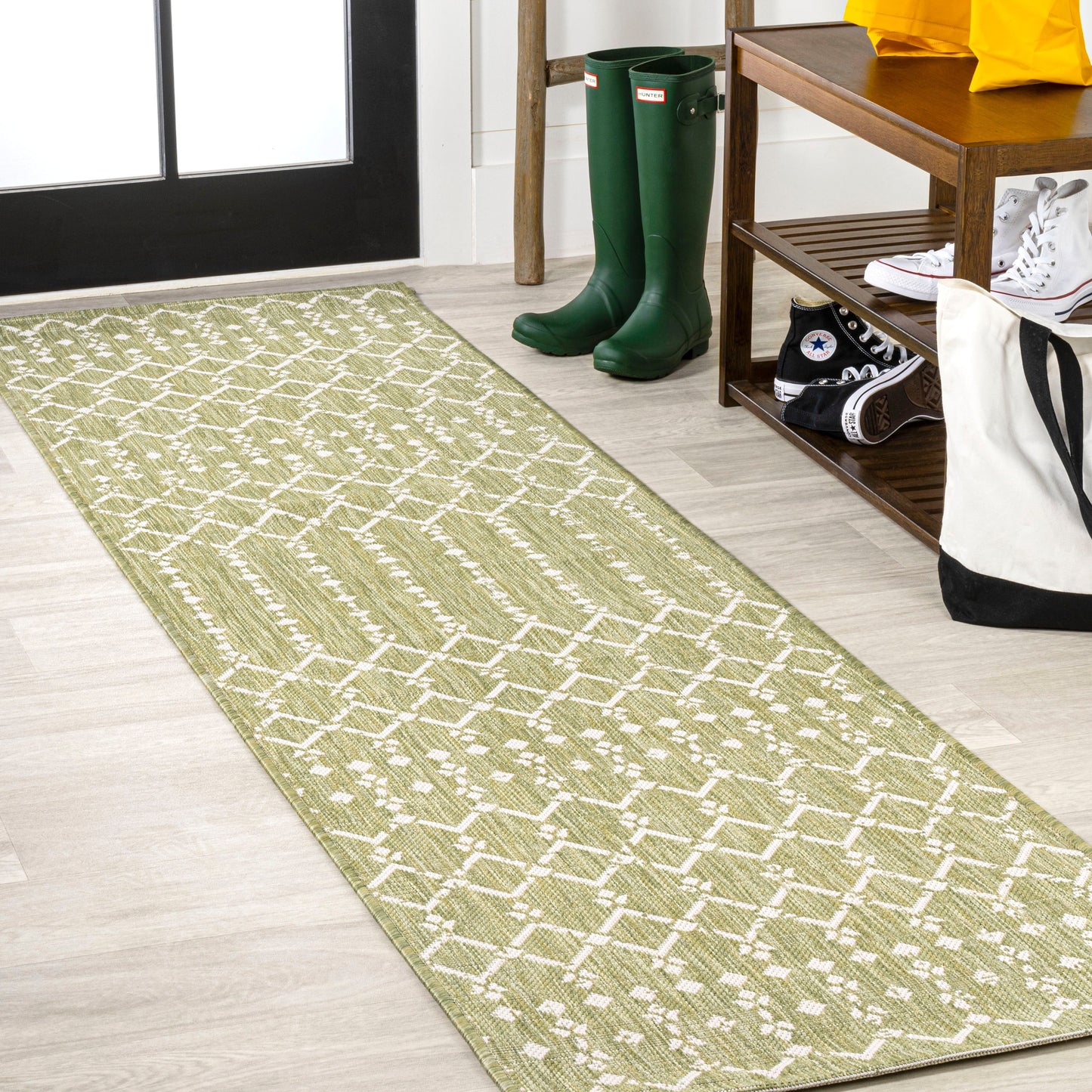 Tapis d'intérieur/extérieur à tissage géométrique marocain JONATHAN Y Trebol