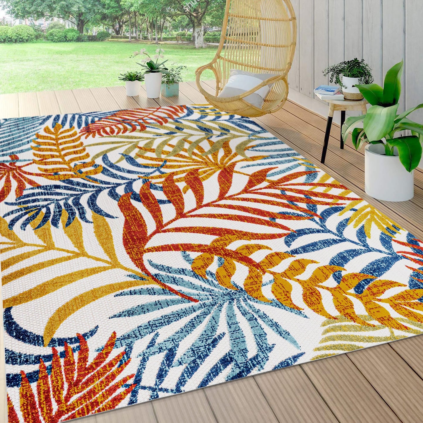 Tapis d'intérieur/extérieur à feuilles de palmier JONATHAN Y Aydin