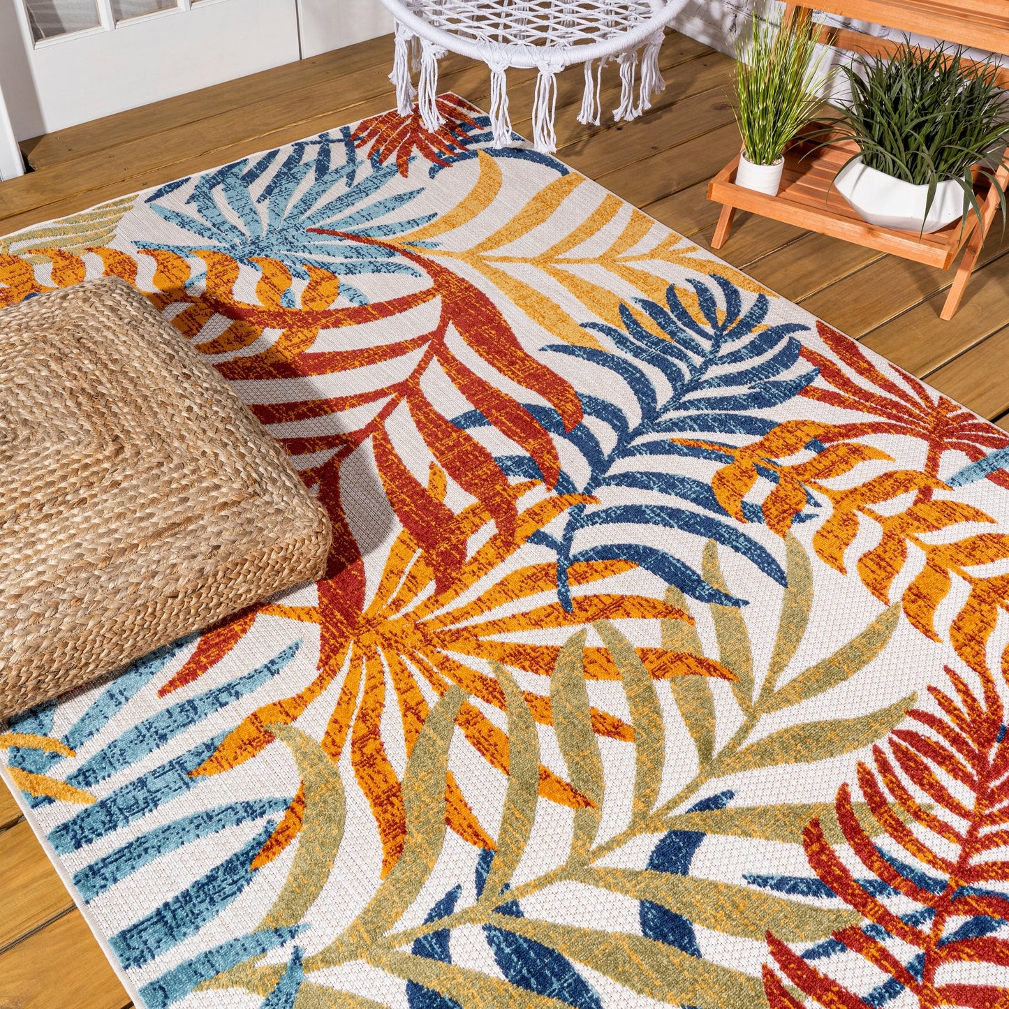 Tapis d'intérieur/extérieur à feuilles de palmier JONATHAN Y Aydin