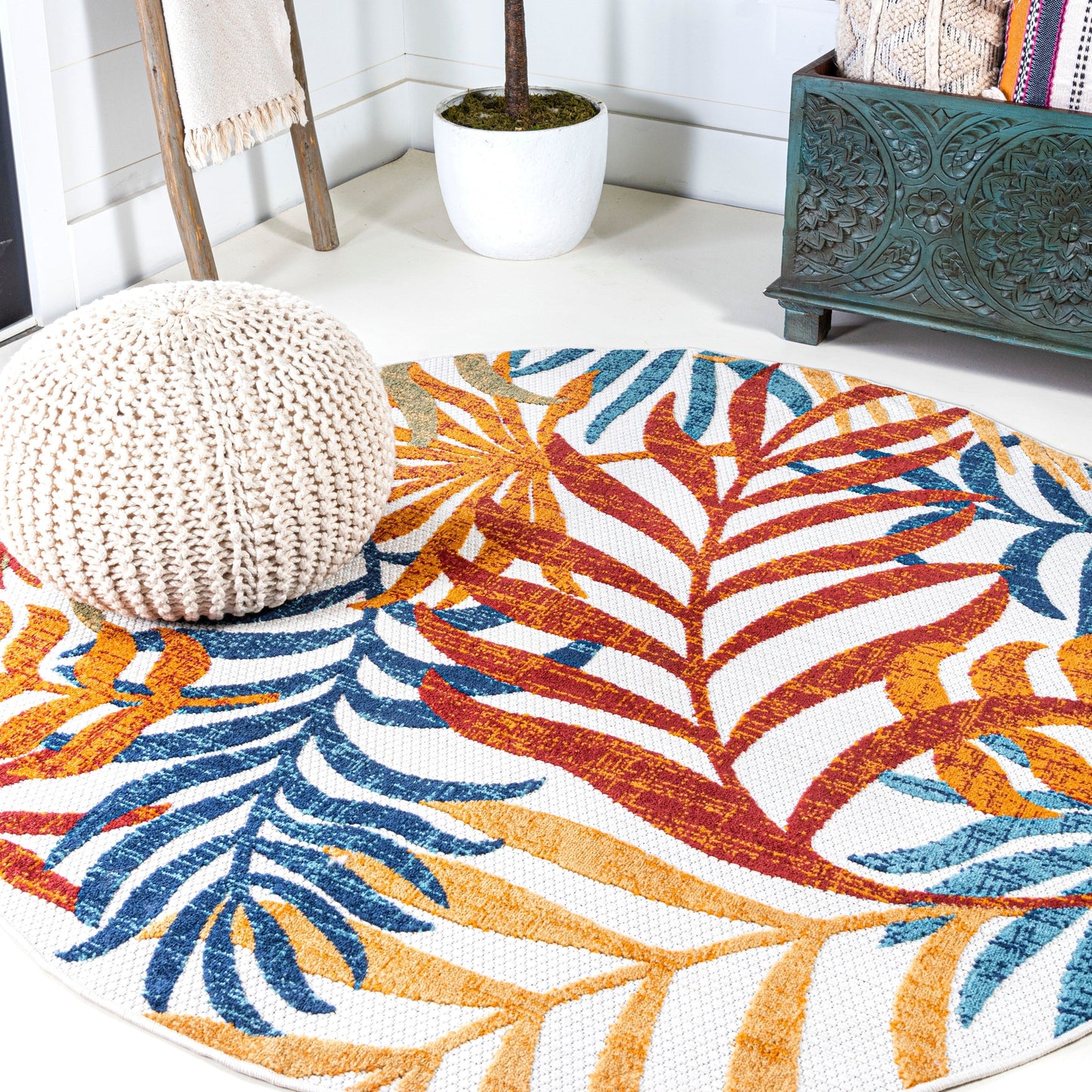 Tapis d'intérieur/extérieur à feuilles de palmier JONATHAN Y Aydin