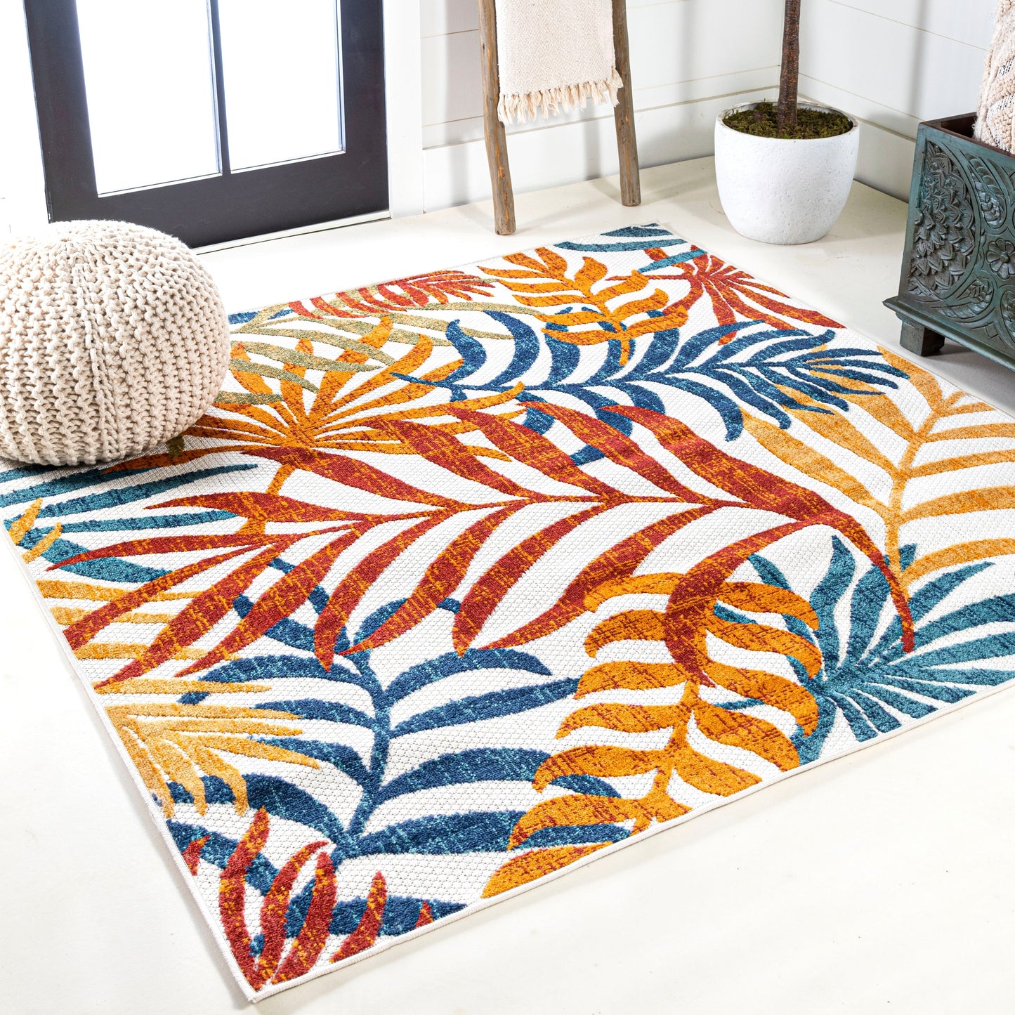 Tapis d'intérieur/extérieur à feuilles de palmier JONATHAN Y Aydin