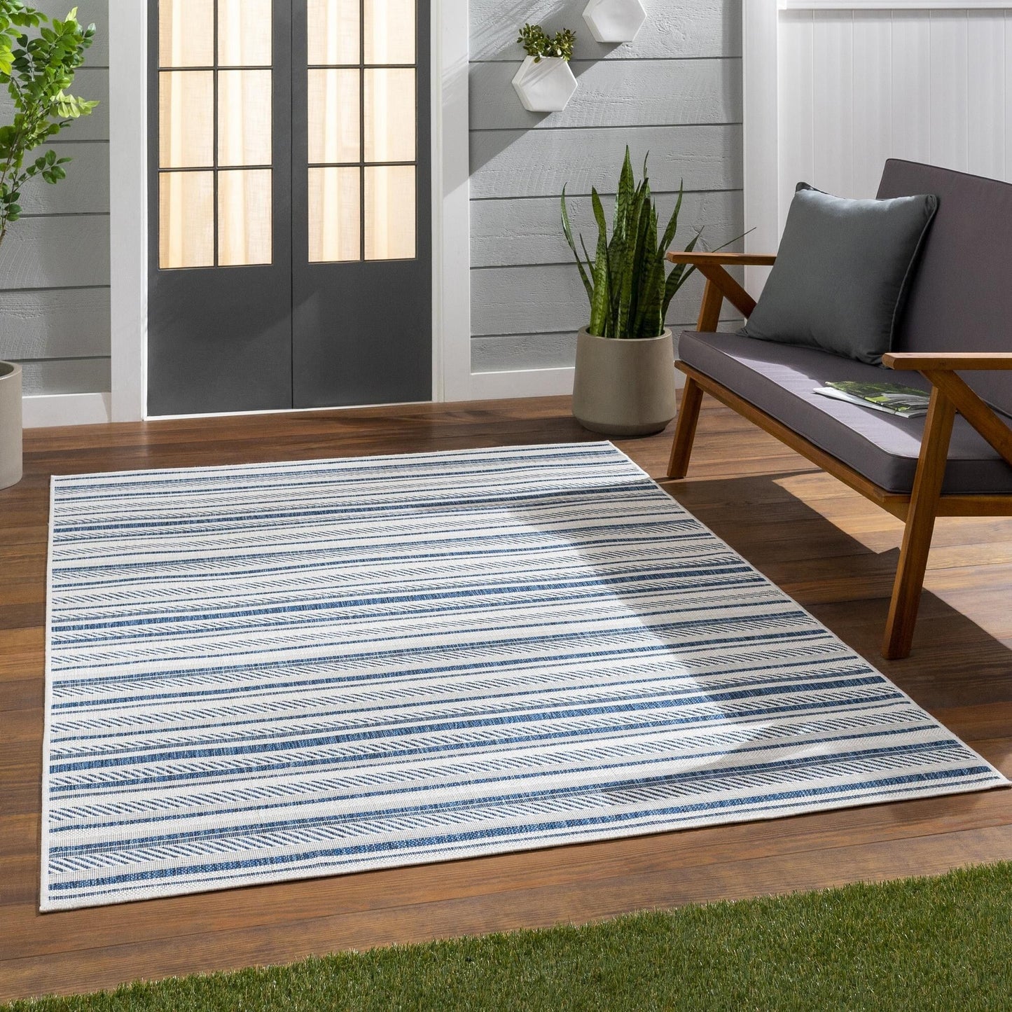 Tapis d'extérieur à rayures bohèmes Livabliss Eagean