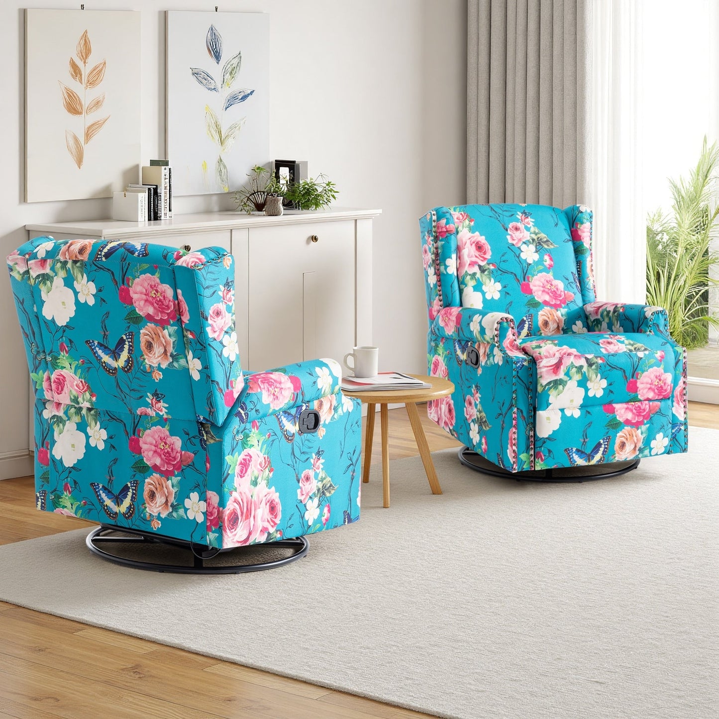 Ensemble de 2 fauteuils inclinables pivotants et coulissants de 29 po de largeur avec dossier à poussée manuelle