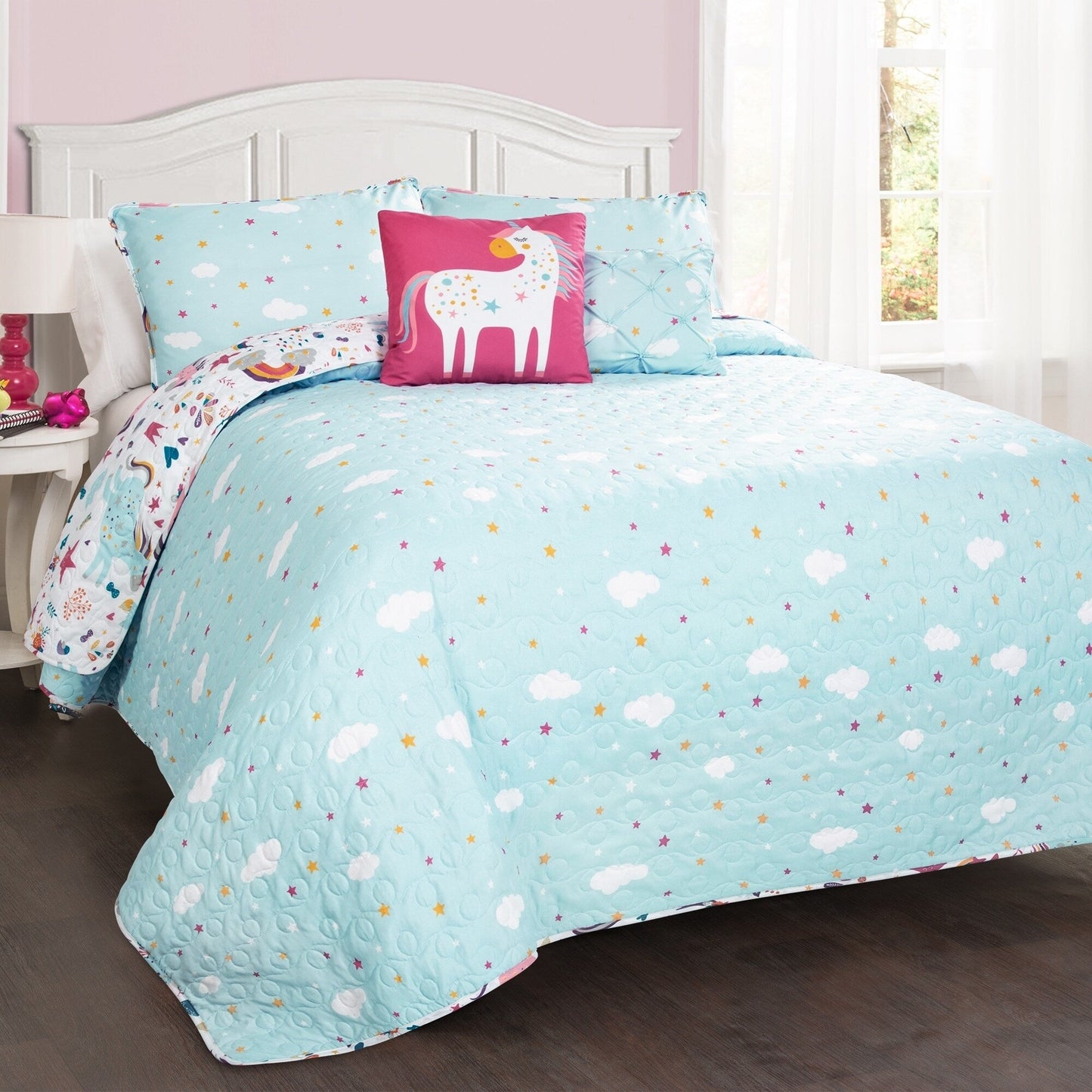 Ensemble de courtepointe à motif licorne/cœur Marguerite Porch & Den