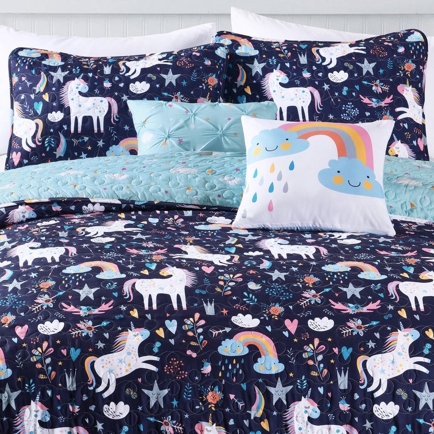 Ensemble de courtepointe à motif licorne/cœur Marguerite Porch & Den