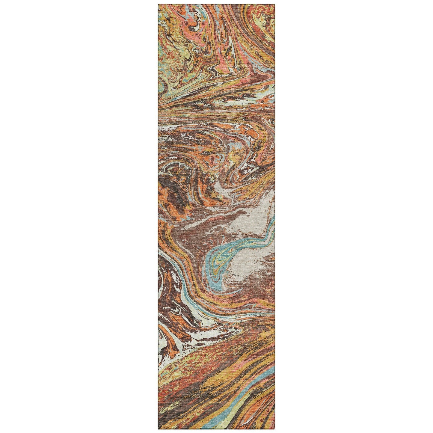 Tapis Chantille abstrait à motifs de coups de pinceau, lavable en machine, pour intérieur et extérieur
