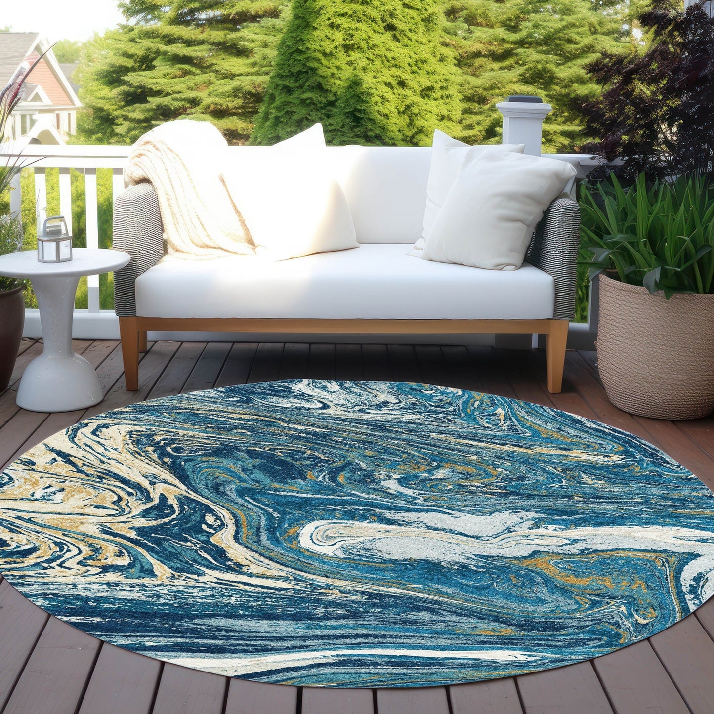 Tapis Chantille abstrait à motifs de coups de pinceau, lavable en machine, pour intérieur et extérieur