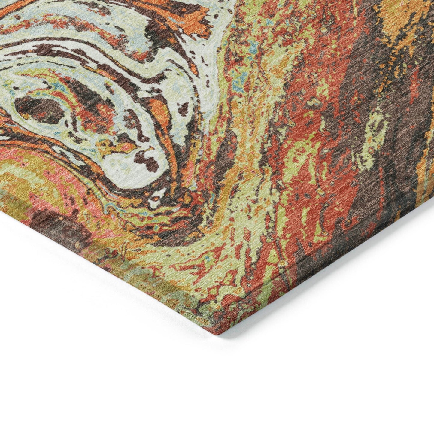 Tapis Chantille abstrait à motifs de coups de pinceau, lavable en machine, pour intérieur et extérieur