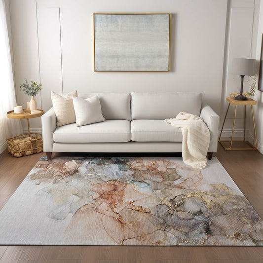 Tapis Chantille abstrait lavable en machine pour intérieur/extérieur