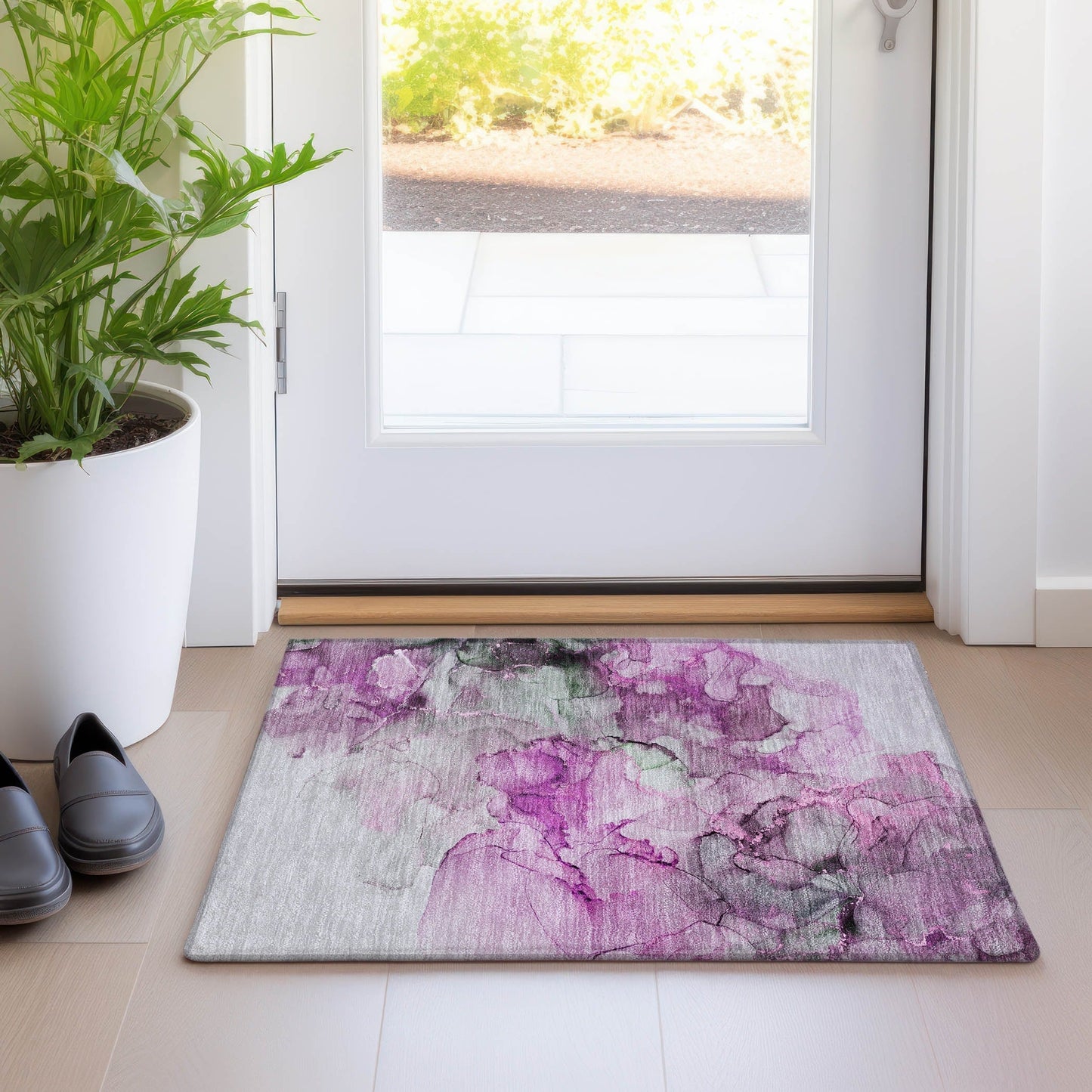Tapis Chantille abstrait lavable en machine pour intérieur/extérieur
