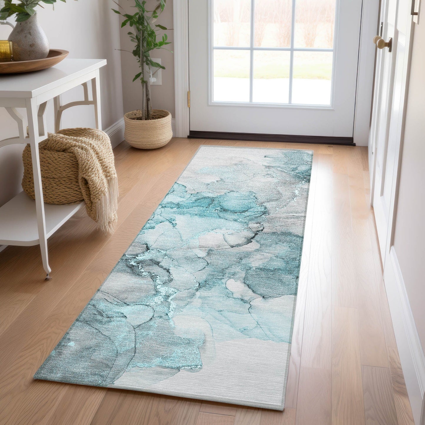 Tapis Chantille abstrait lavable en machine pour intérieur/extérieur