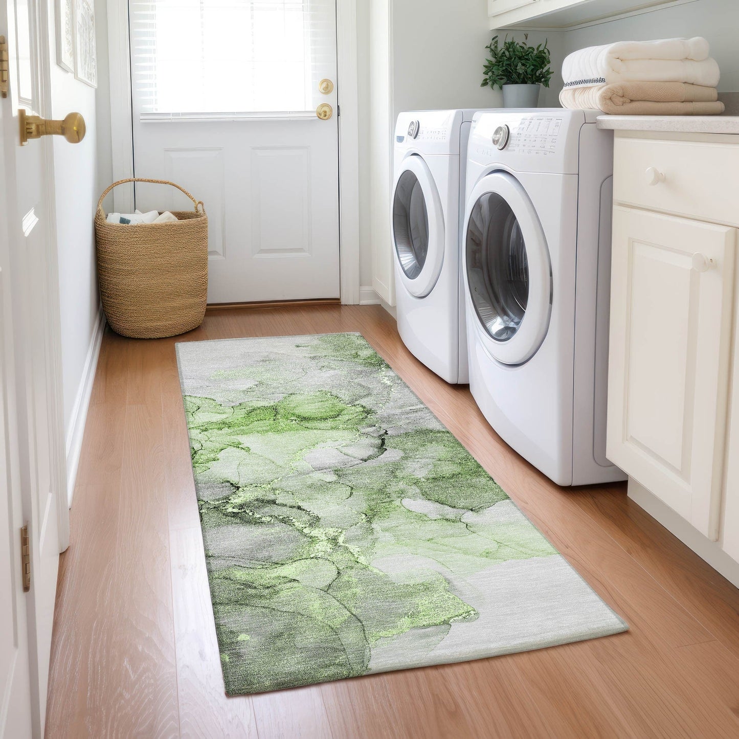 Tapis Chantille abstrait lavable en machine pour intérieur/extérieur