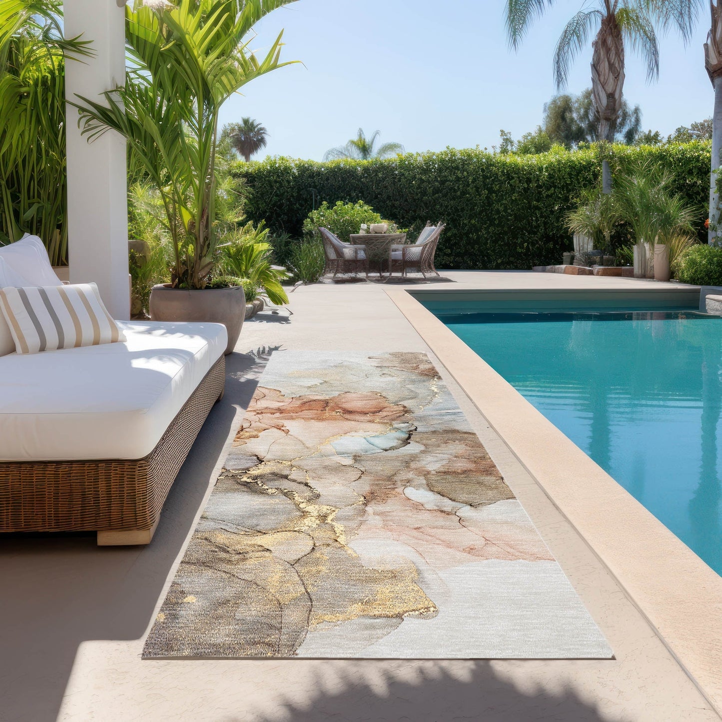 Tapis Chantille abstrait lavable en machine pour intérieur/extérieur